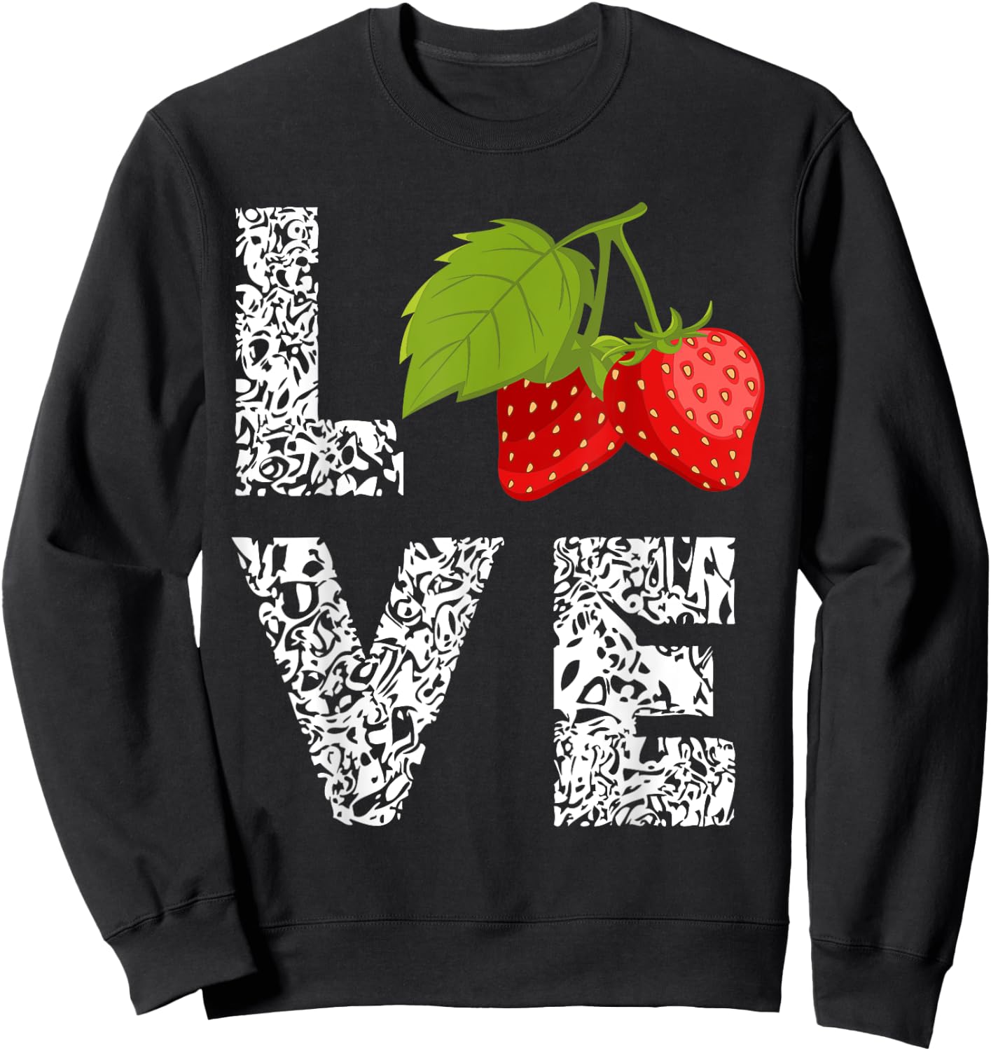 Strawberry Love Leopard Sweet Strawberries Summer Fruit Sweatshirt - Sweatshirt | Black