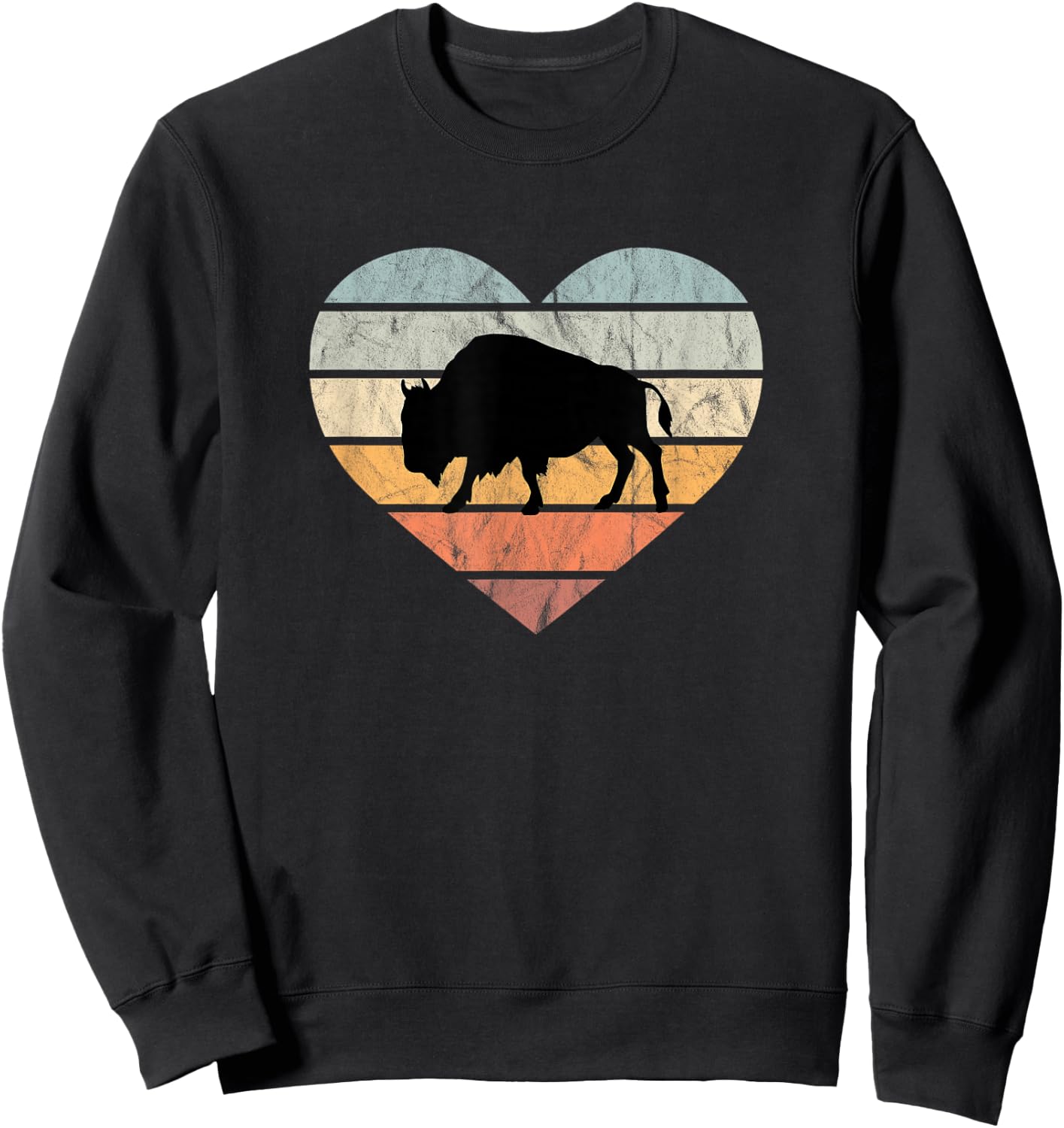 I Love Bison Silhouette North America Heart Wilderness Wisent Sweatshirt - Sweatshirt | Black