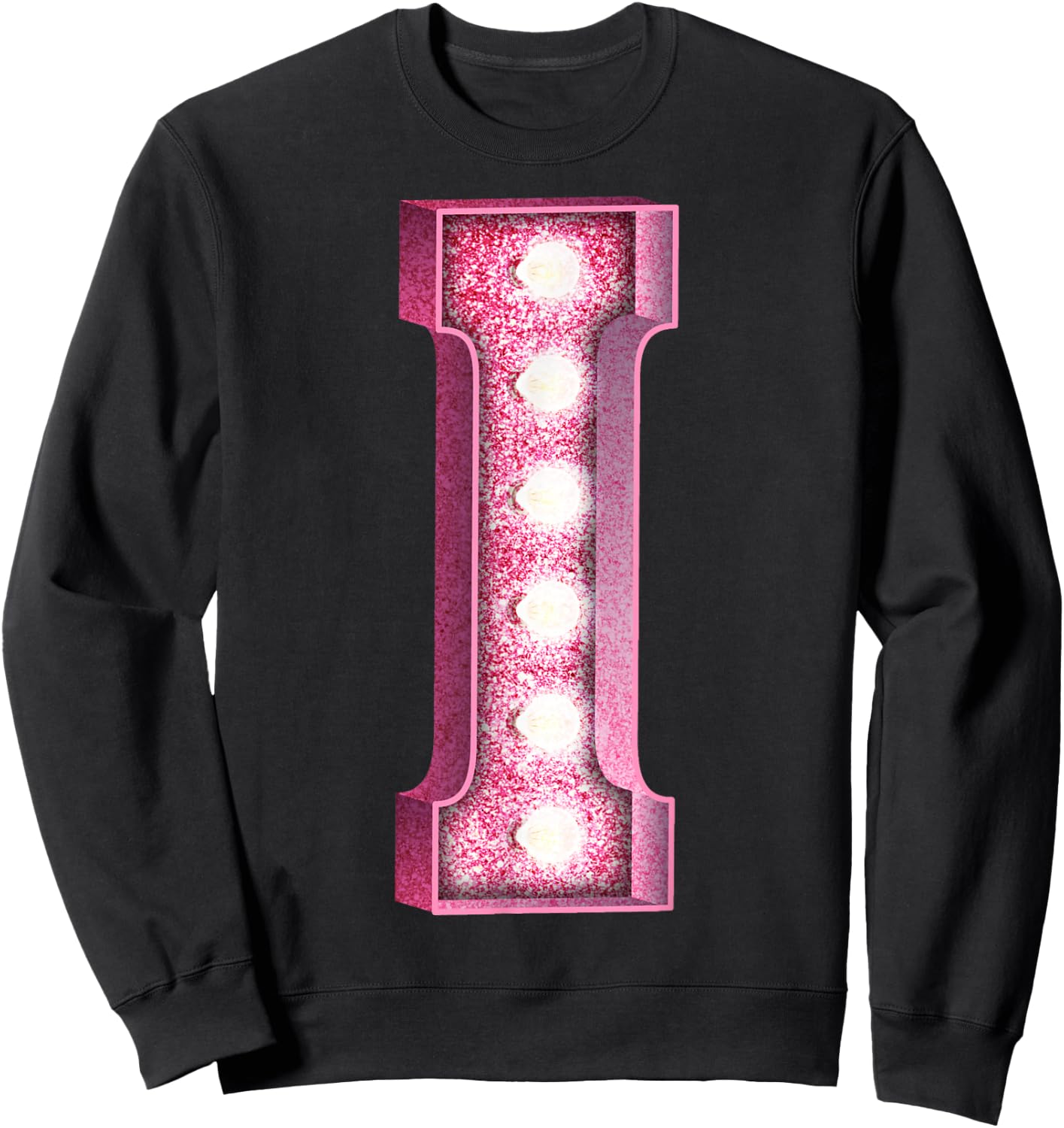Marquee Letter I Pink Light Up Initial Decor Accent Sweatshirt - Sweatshirt | Black