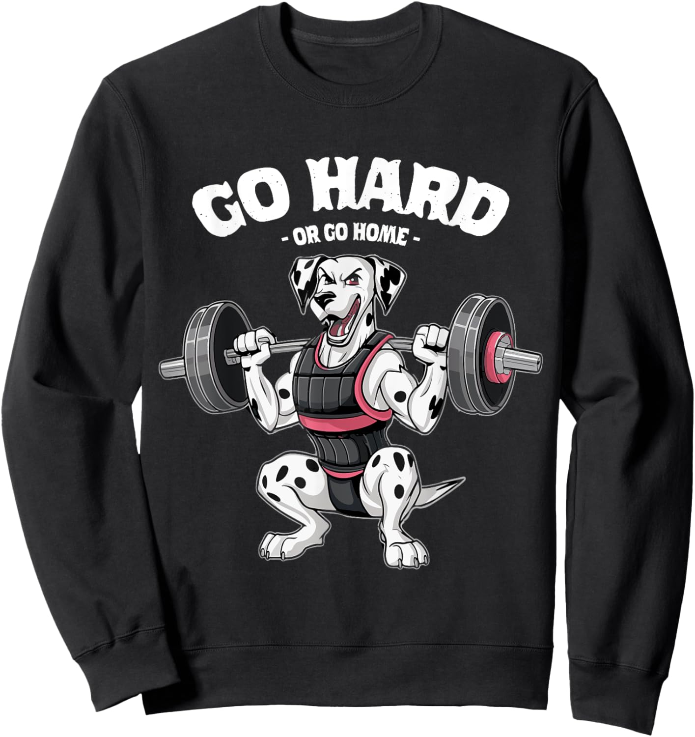 Dalmatian Dog Muscle Training Weightlifting Fitness in Gym Women Kids Sweatshirt - Sweatshirt | Black