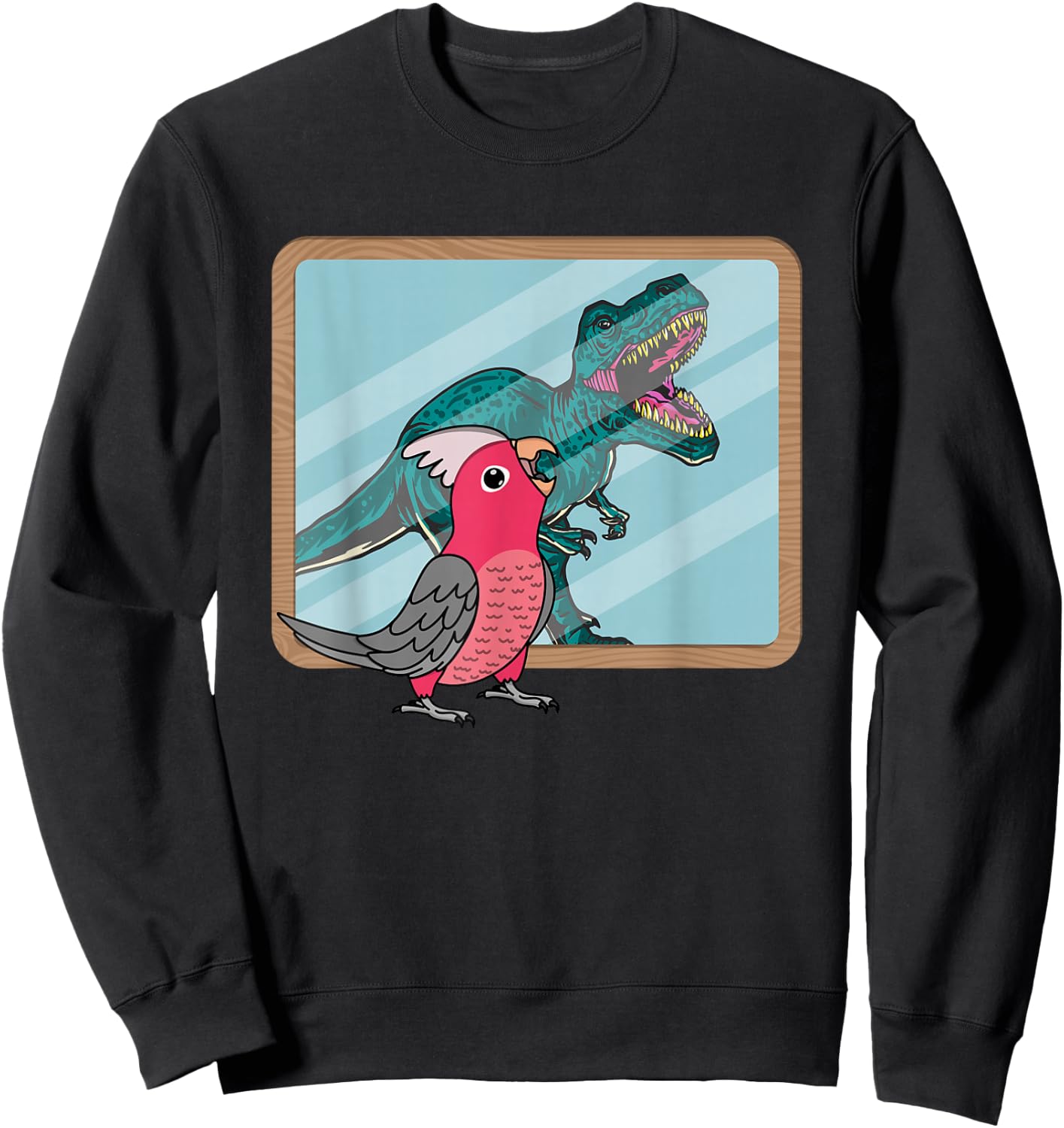Parrot & T Rex Reflection I Rose-breasted Galah Cockatoo Sweatshirt - Sweatshirt | Black