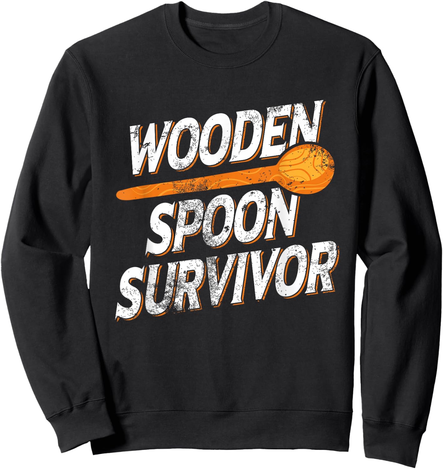 Funny Retro Vintage Wooden Spoon Survivor Sweatshirt - Sweatshirt | Black
