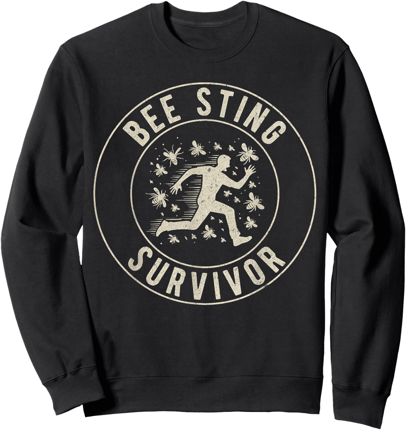 Vintage Bee Sting Survivor I Survived a Bee Sting Bee Keeper Sweatshirt - Sweatshirt | Black