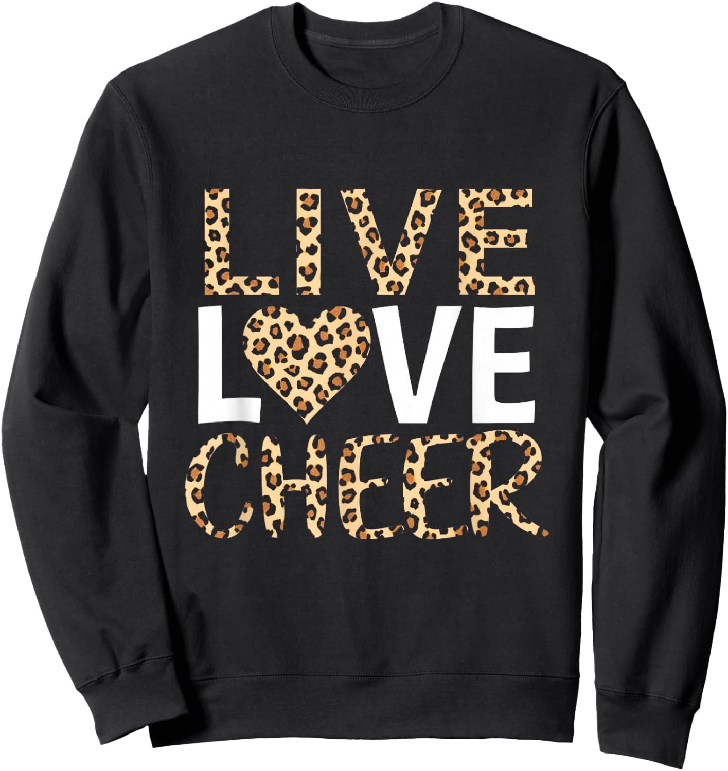 LIVE LOVE Cheerleading Leopard Print Sweatshirt - Sweatshirt | Black