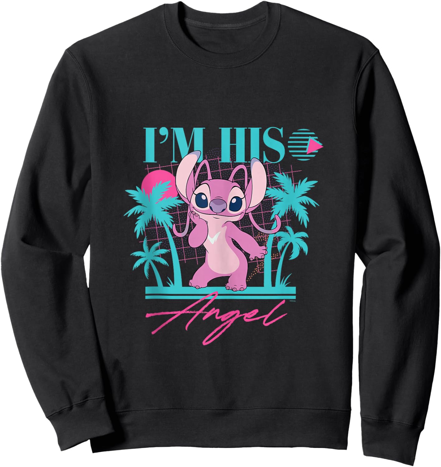 Disney Stitch Retro ’90s Couples Matching I’m His Angel Sweatshirt - Sweatshirt | Black
