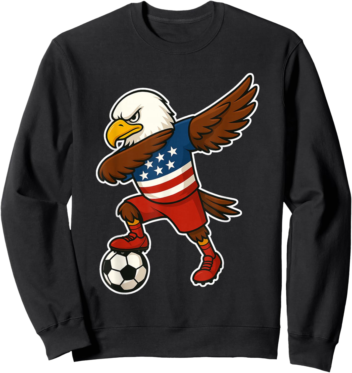 Funny Dabbing Bald Eagle USA Soccer - USA Flag Soccer Sweatshirt - Sweatshirt | Black