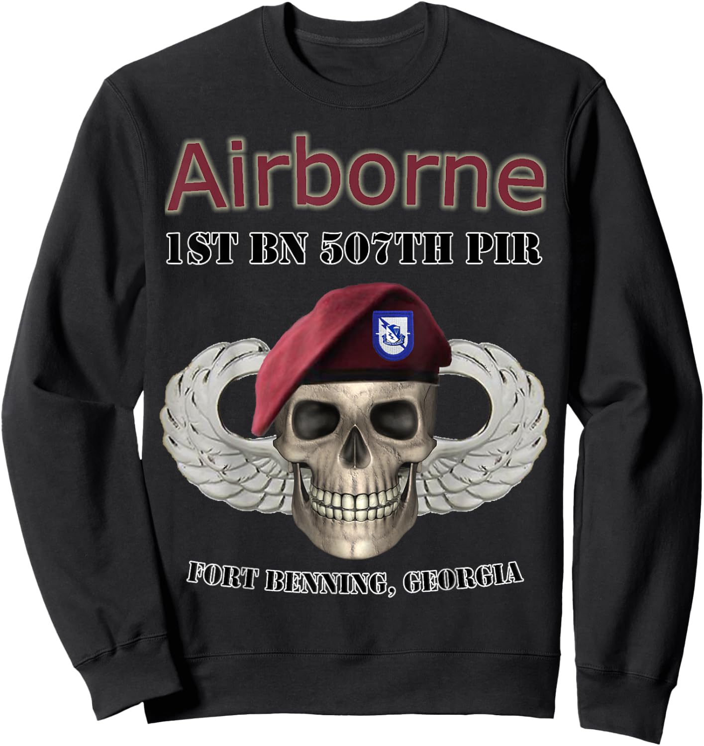 1st Bn 507th Parachute Infantry Regiment- Ft Benning design Sweatshirt - Sweatshirt | Black