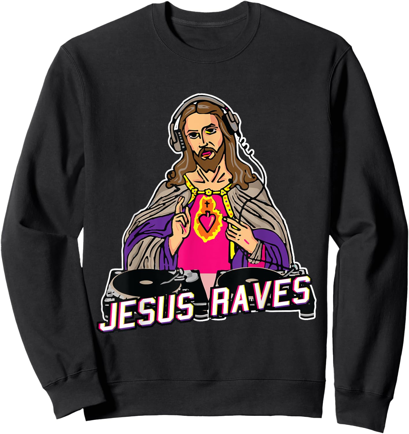 Jesus Raves Christmas EDM Music X-Mas Party Christian DJ Sweatshirt - Sweatshirt | Black