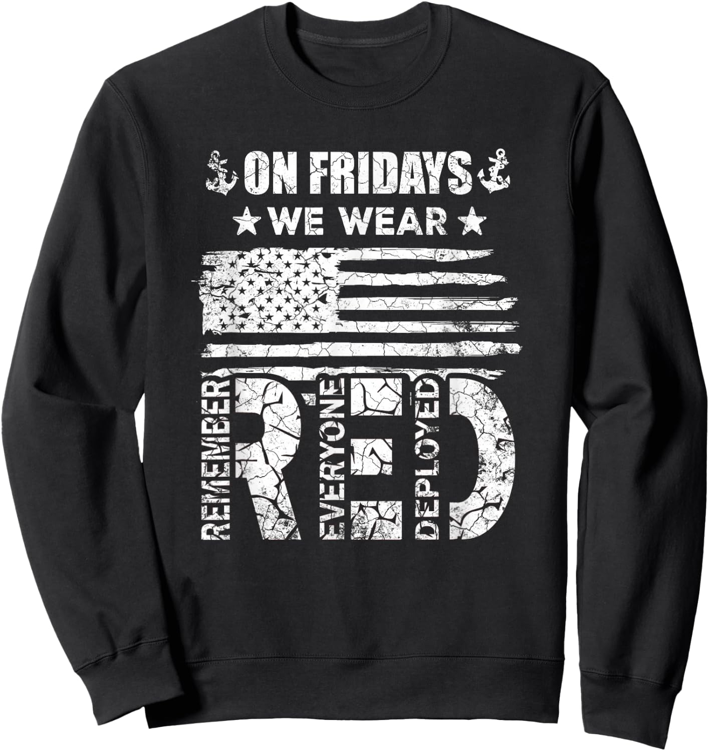 On Friday We Wear Red Friday US Flag Military Supportive Sweatshirt - Sweatshirt | Black