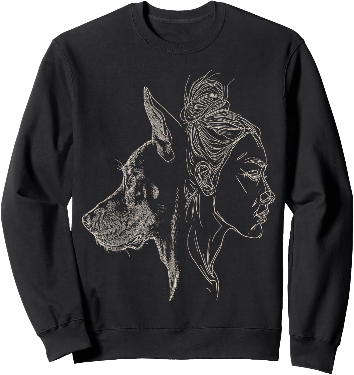 Doberman Mom Dog Art Doberman Lover Mother's Day Sweatshirt - Sweatshirt | Black
