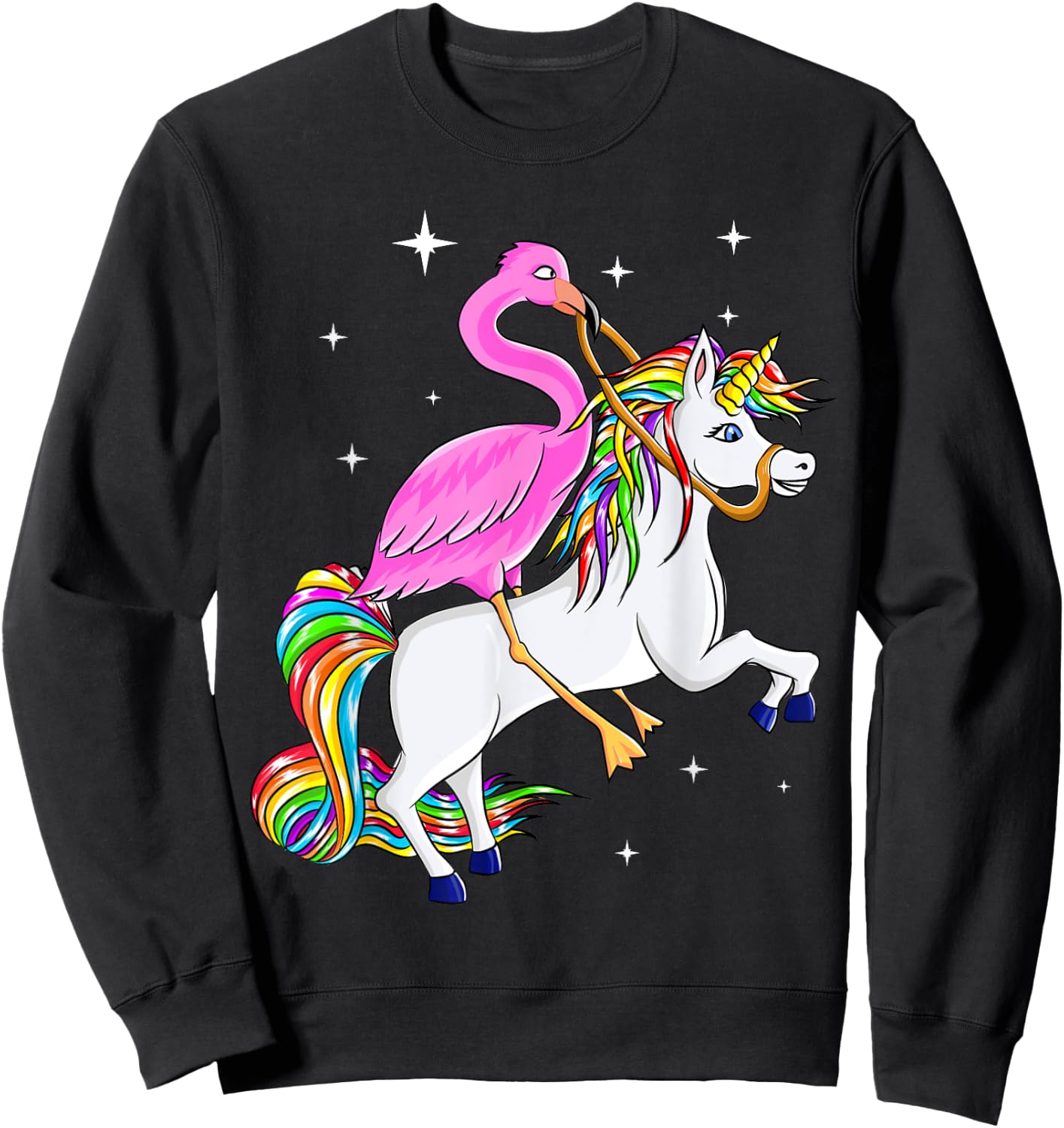 Flamingo Riding Unicorn Pink Flamingo Gift Kids Women Sweatshirt - Sweatshirt | Black