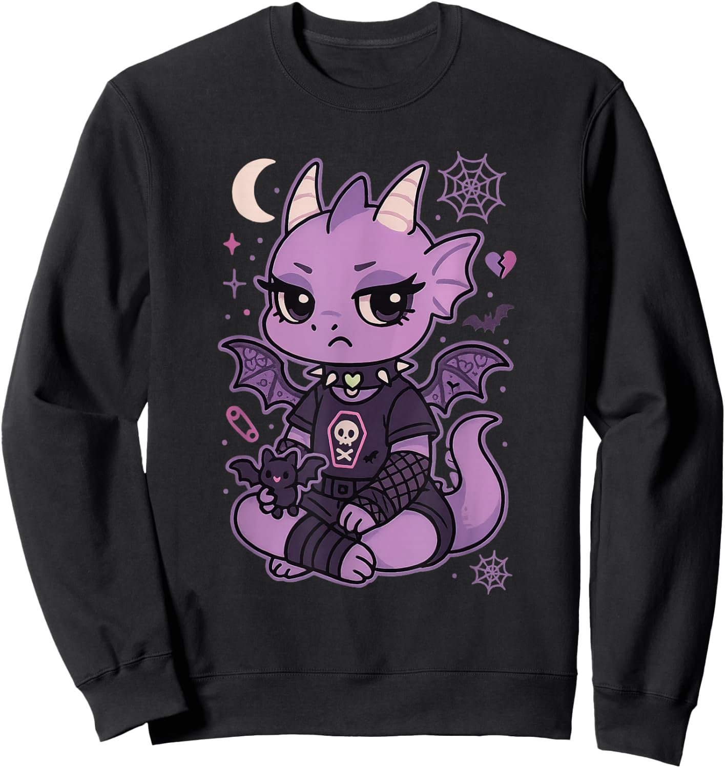 Pastel Goth Dragon Women Nu Goth Emo Gothic Sweatshirt - Sweatshirt | Black
