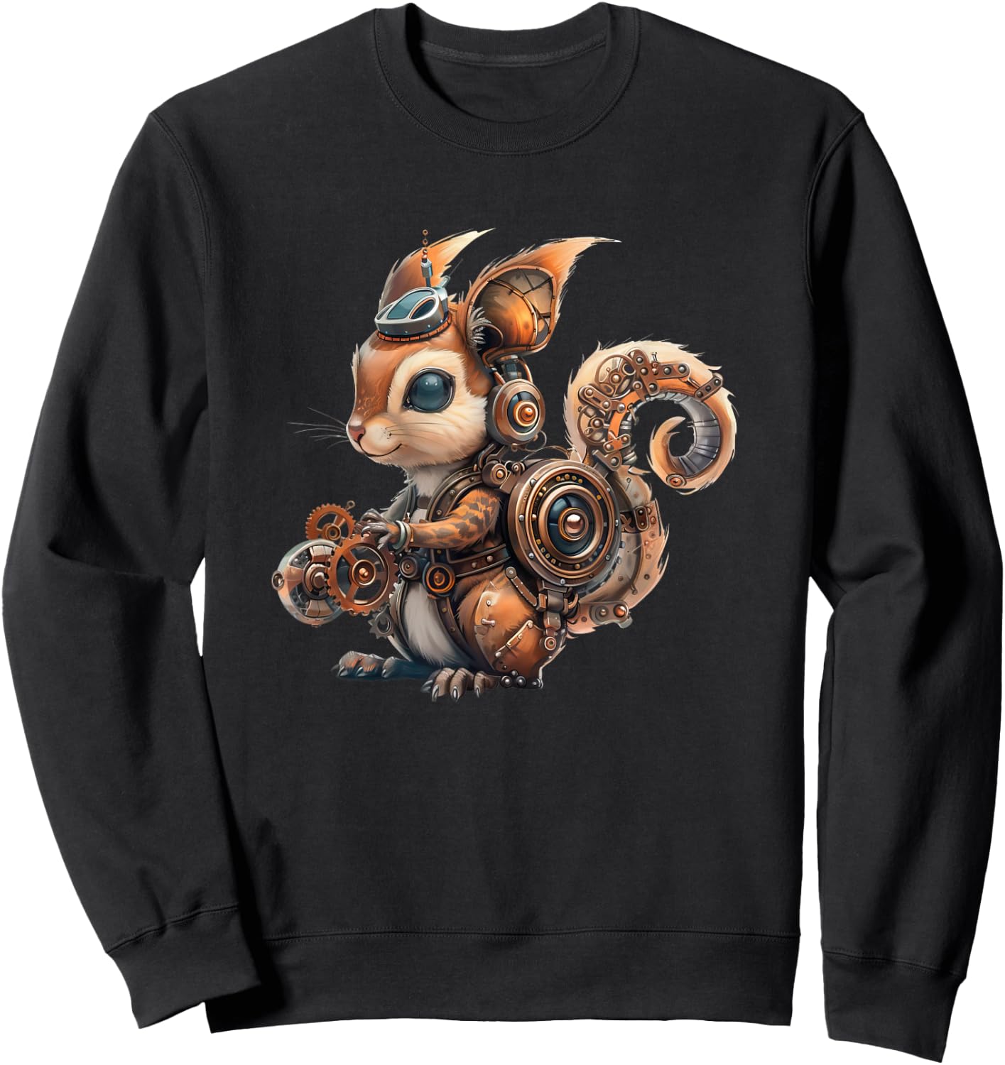 Steampunk Squirrel Vintage Art Men Women Kids Retro Sweatshirt - Sweatshirt | Black