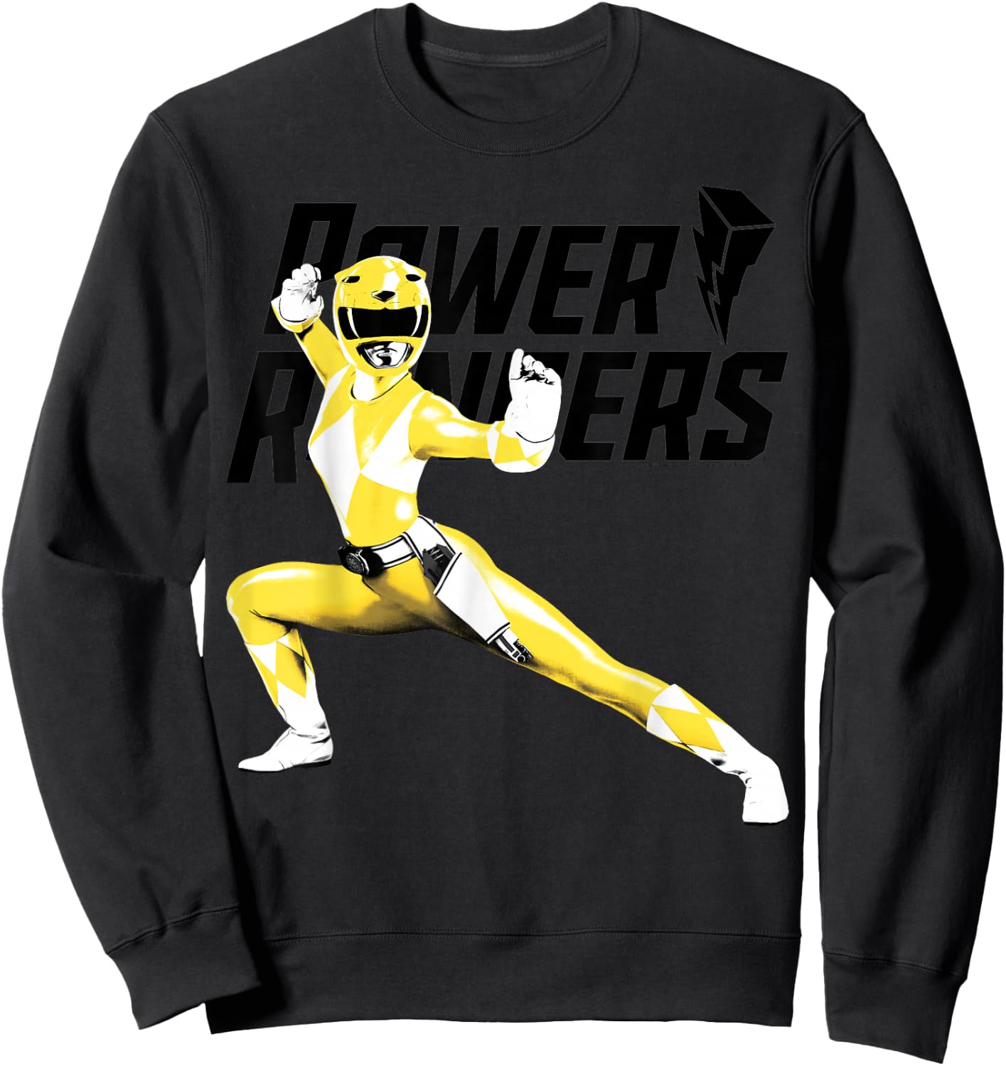 Power Rangers Yellow Ranger Karate Action Pose Logo Sweatshirt - Sweatshirt | Black