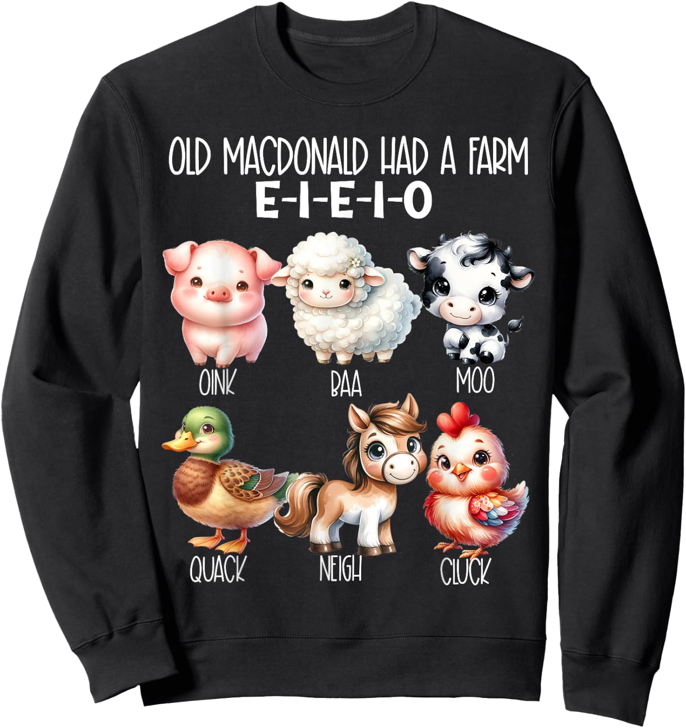 Toddler Kids Old MacDonald Had a Farm E-I-E-I-O Nursery Song Sweatshirt - Sweatshirt | Black