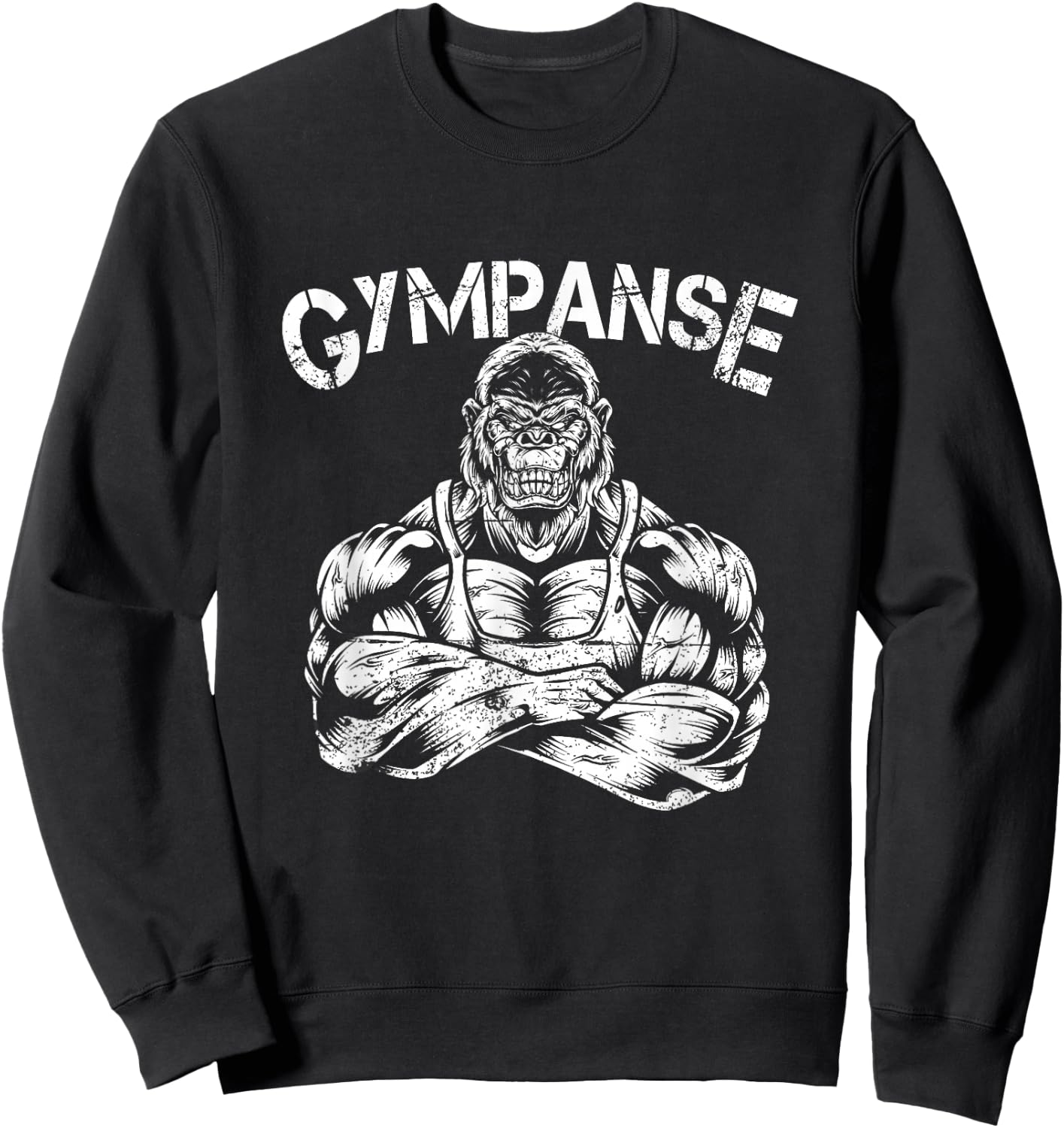 Gympanse Gym Monkey Chimpanzee Fitness Coach Gym Trainer , black Sweatshirt - Sweatshirt | Black