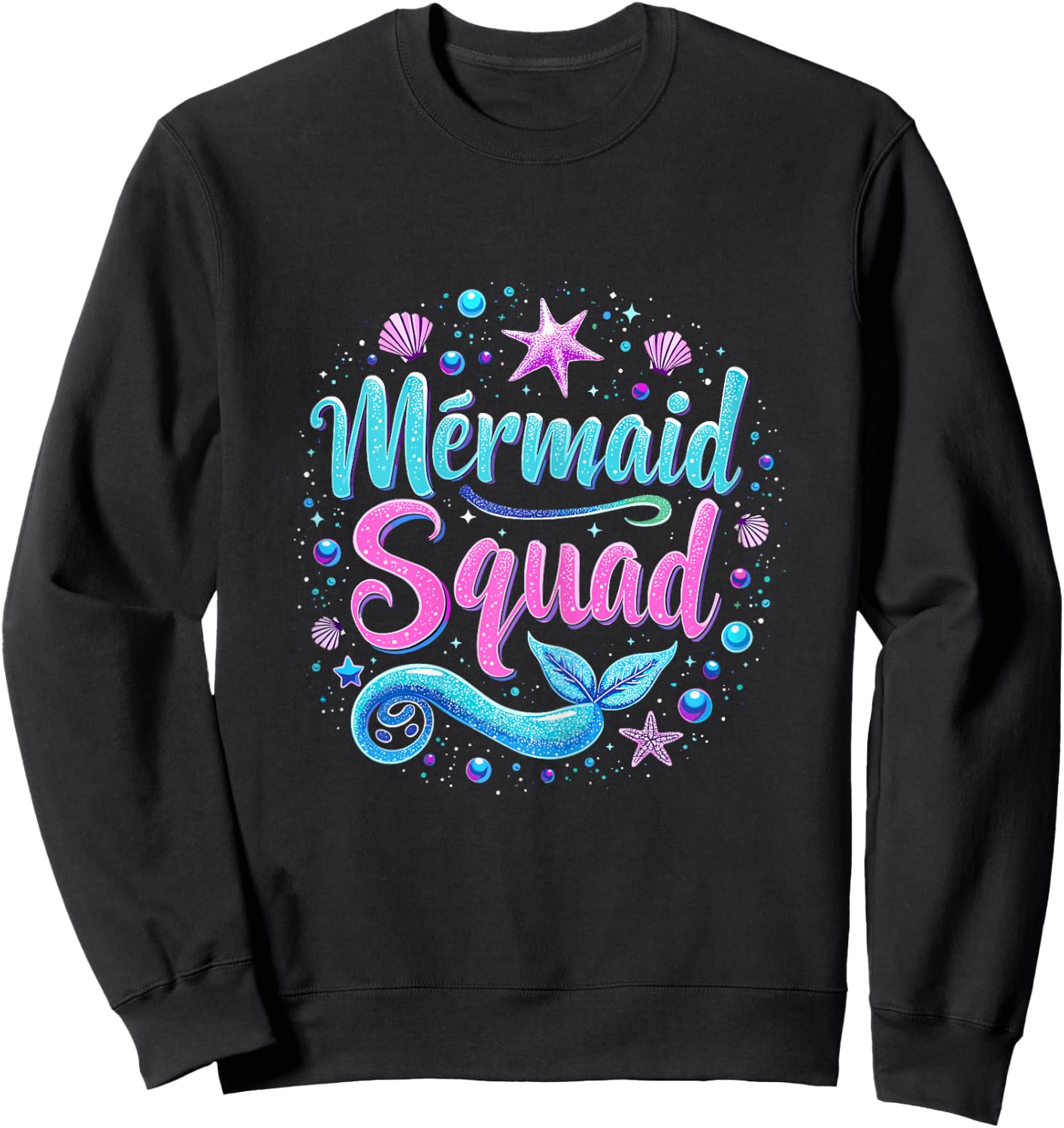 Mermaid Squad Birthday Party Daughter Sweatshirt - Sweatshirt | Black
