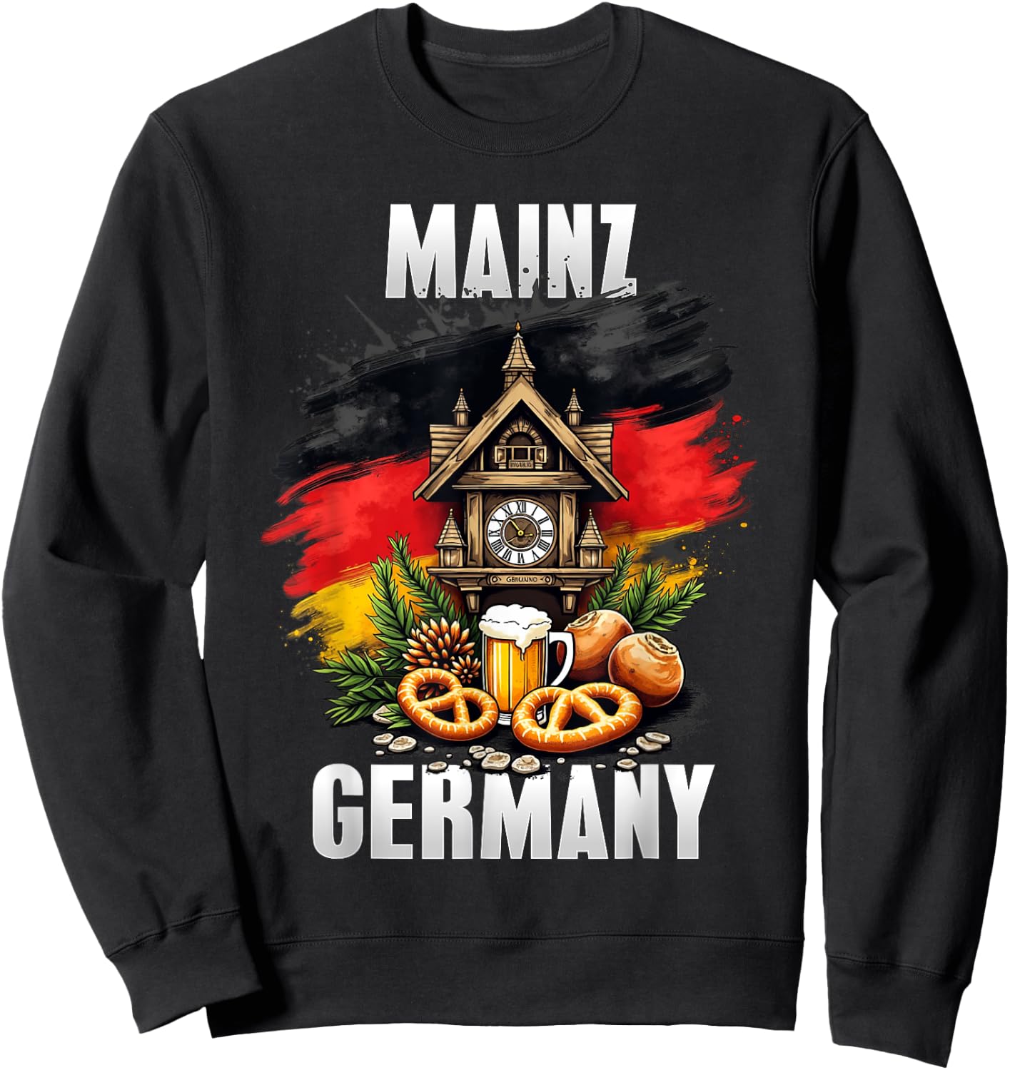 Mainz Germany Souvenir German Flag Oktoberfest Travel Sweatshirt - Sweatshirt | Black