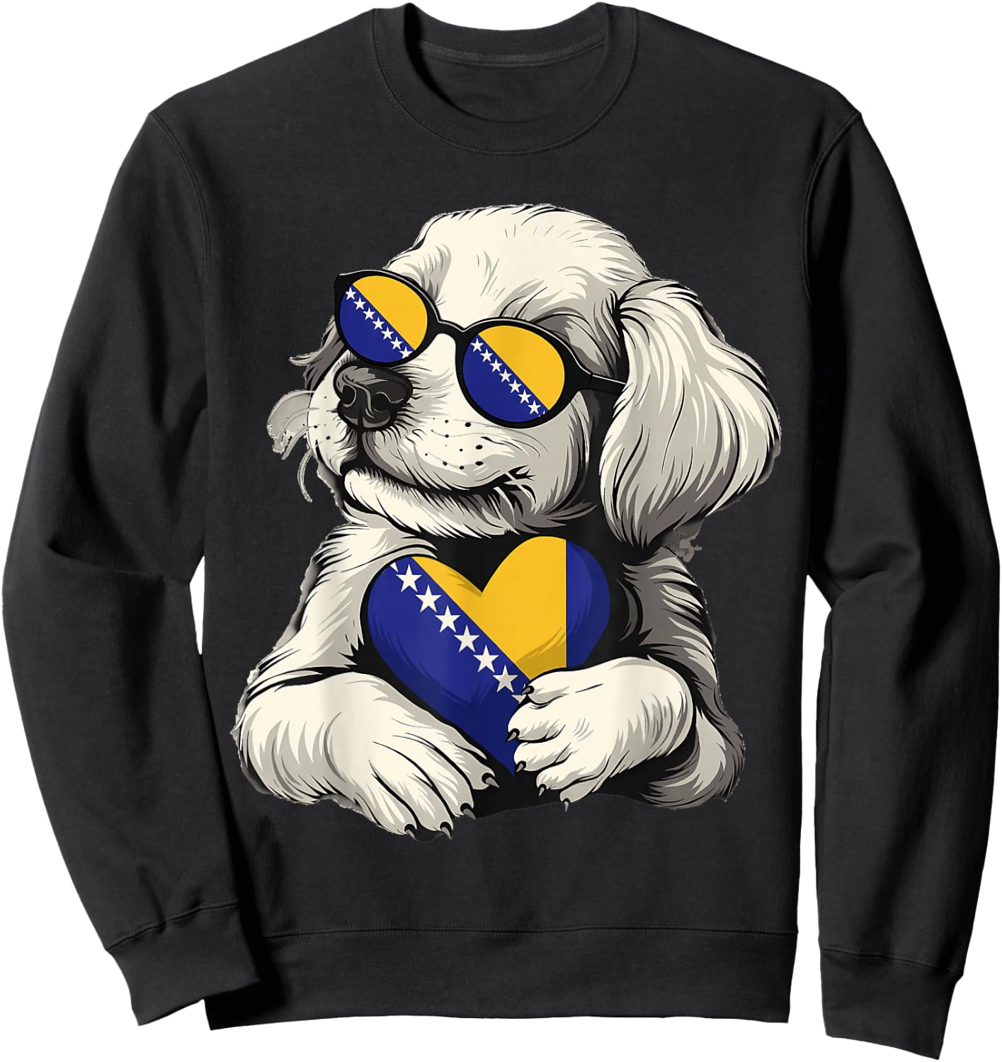 Bosnia and Herzegovina Flag Dog Bosnian Pride Sweatshirt - Sweatshirt | Black