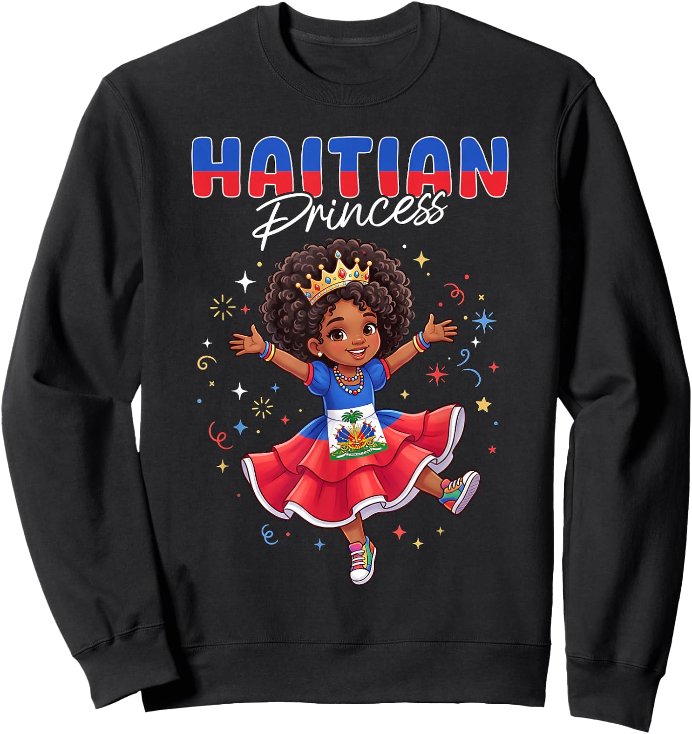 Haitian Princess Girl Flag Pride Sweatshirt - Sweatshirt | Black