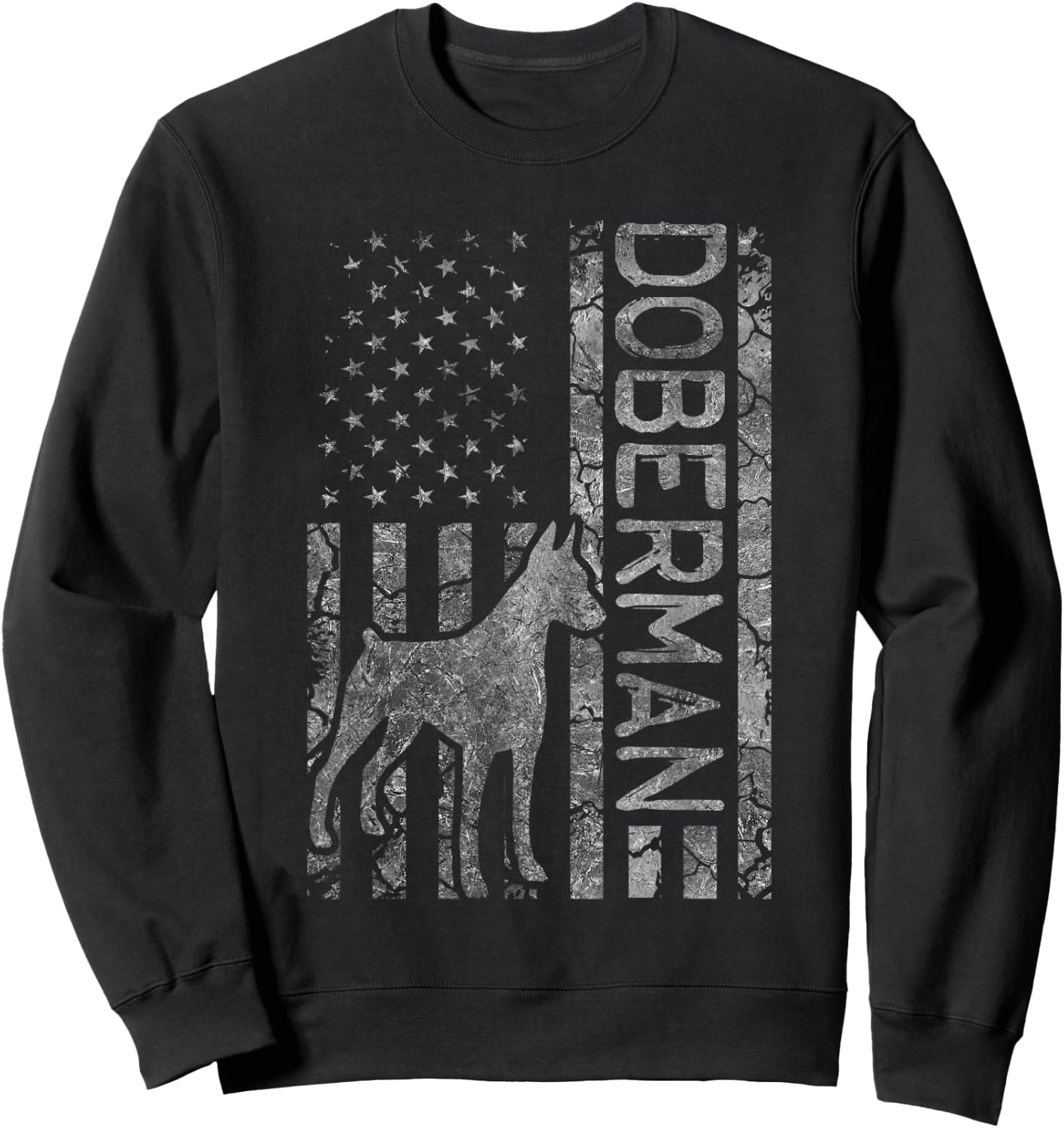 Doberman Lover Design Women American Flag Doberman Sweatshirt - Sweatshirt | Black