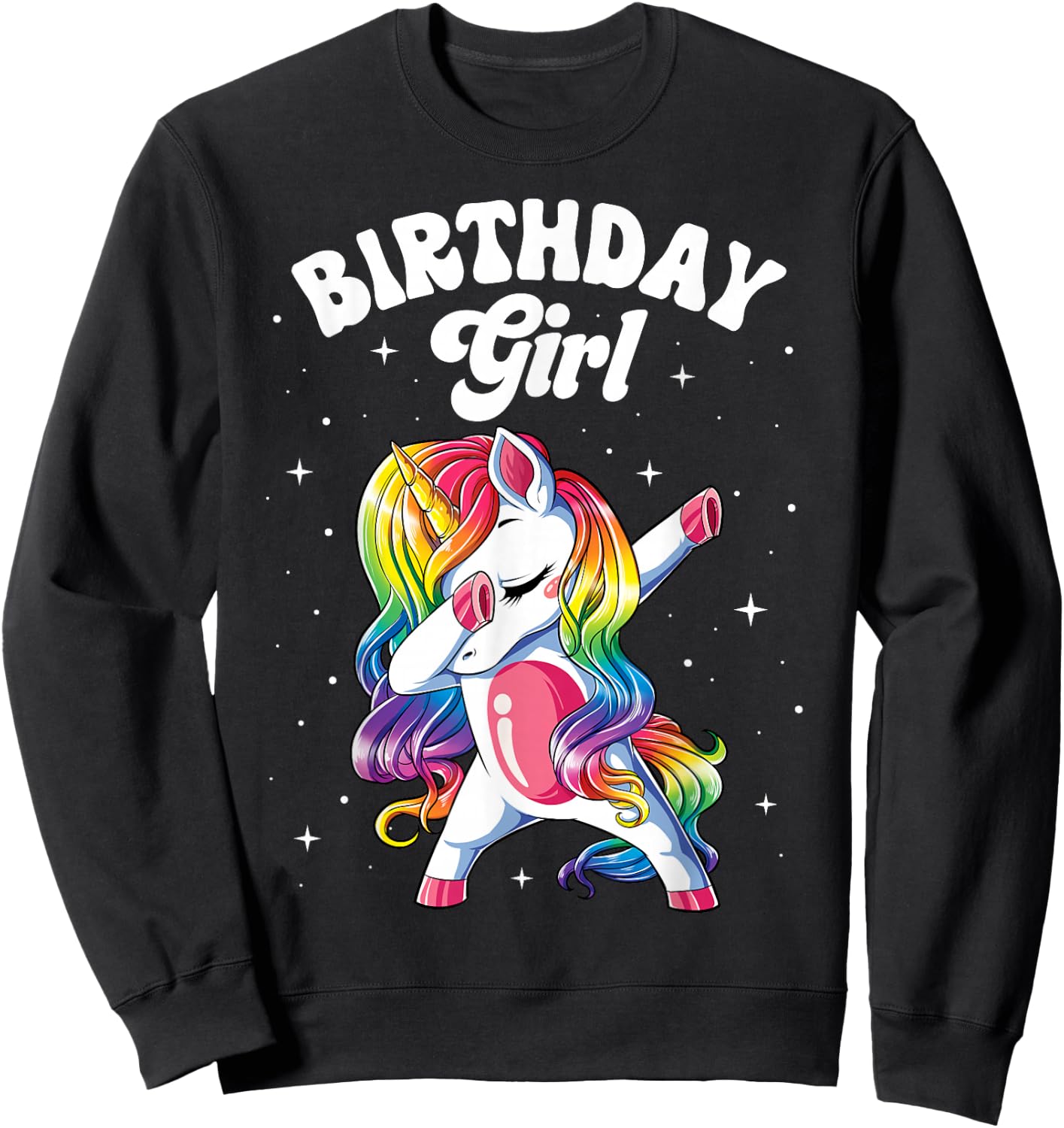 Unicorn Dabbing Birthday Girl Kids Rainbow Dab Dance Squad Sweatshirt - Sweatshirt | Black