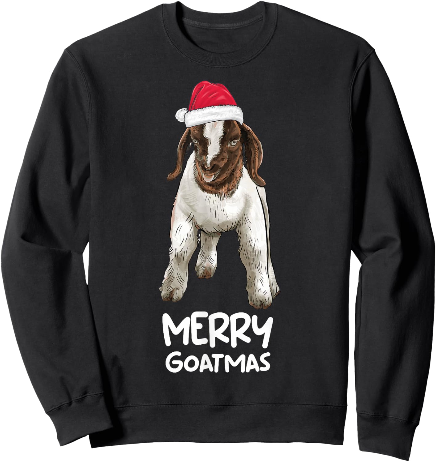 Boer goat Christmas Merry Goatmas Sweatshirt - Sweatshirt | Black