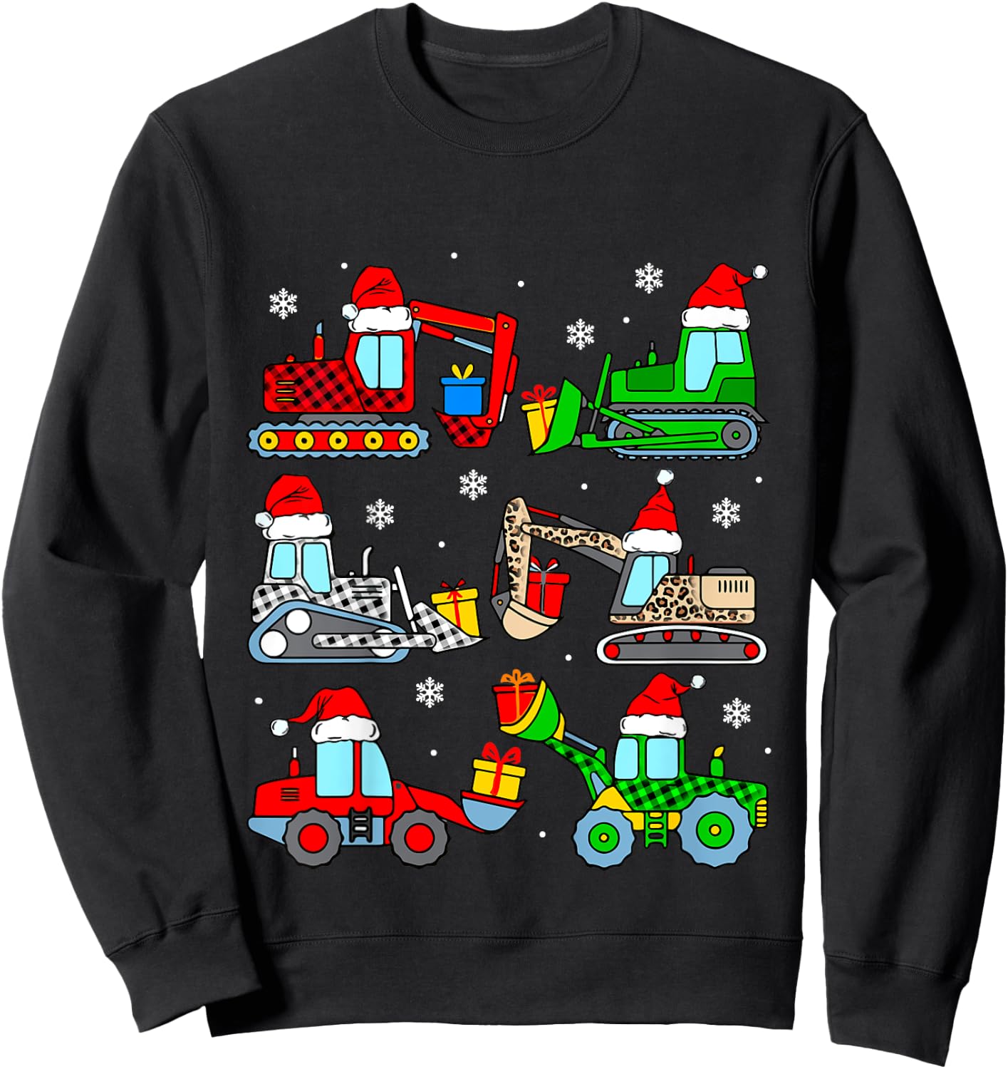 Kids Construction Excavator Christmas Tree for Boys Girls Toddler Sweatshirt - Sweatshirt | Black