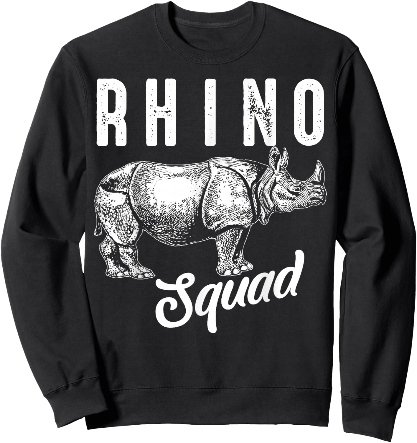 Funny Rhino Art Women Kids Toddler Rhino Lover Sweatshirt - Sweatshirt | Black