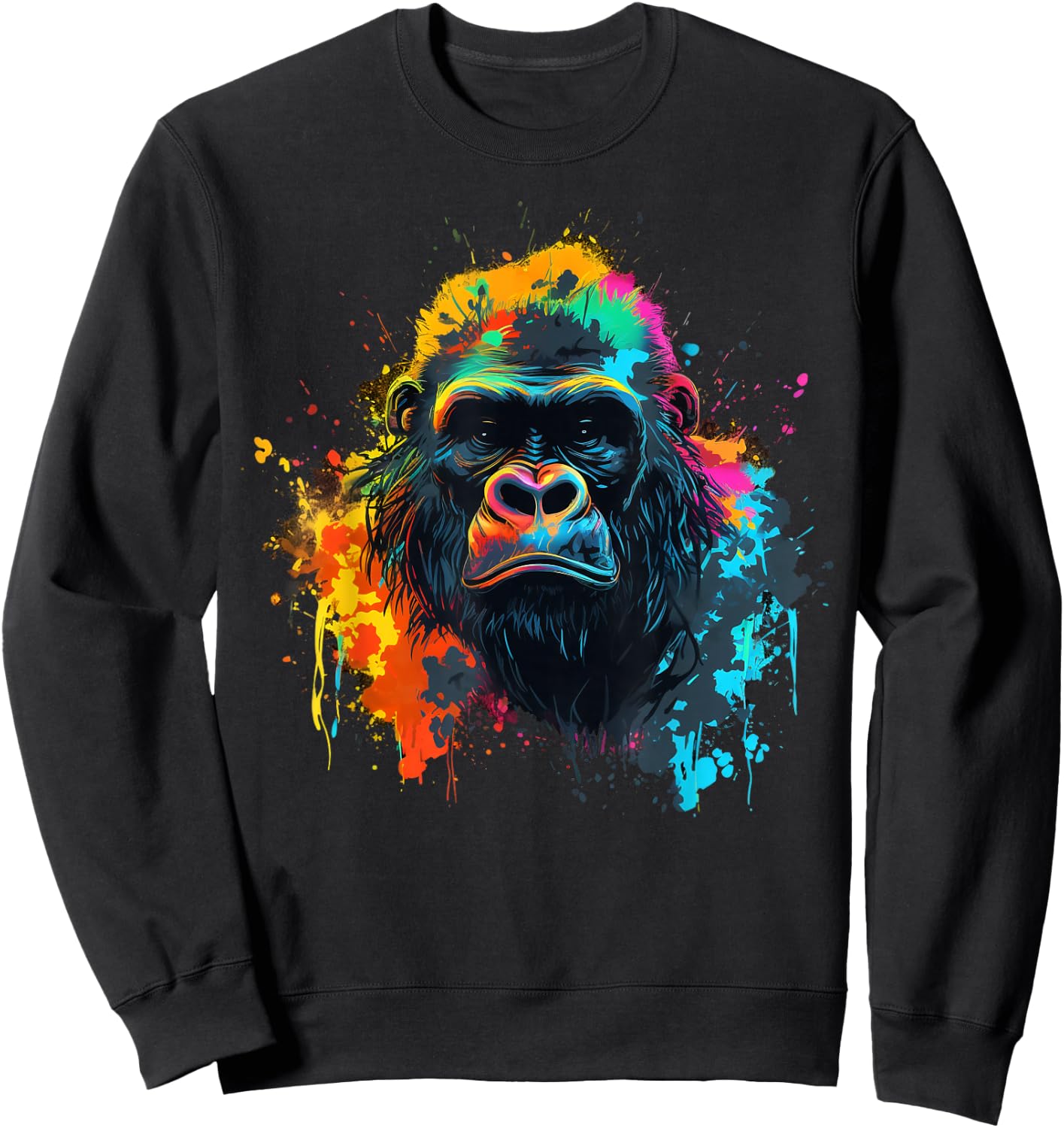 Cooler Gorilla auf bunt bemaltem Gorilla Sweatshirt - Sweatshirt | Black