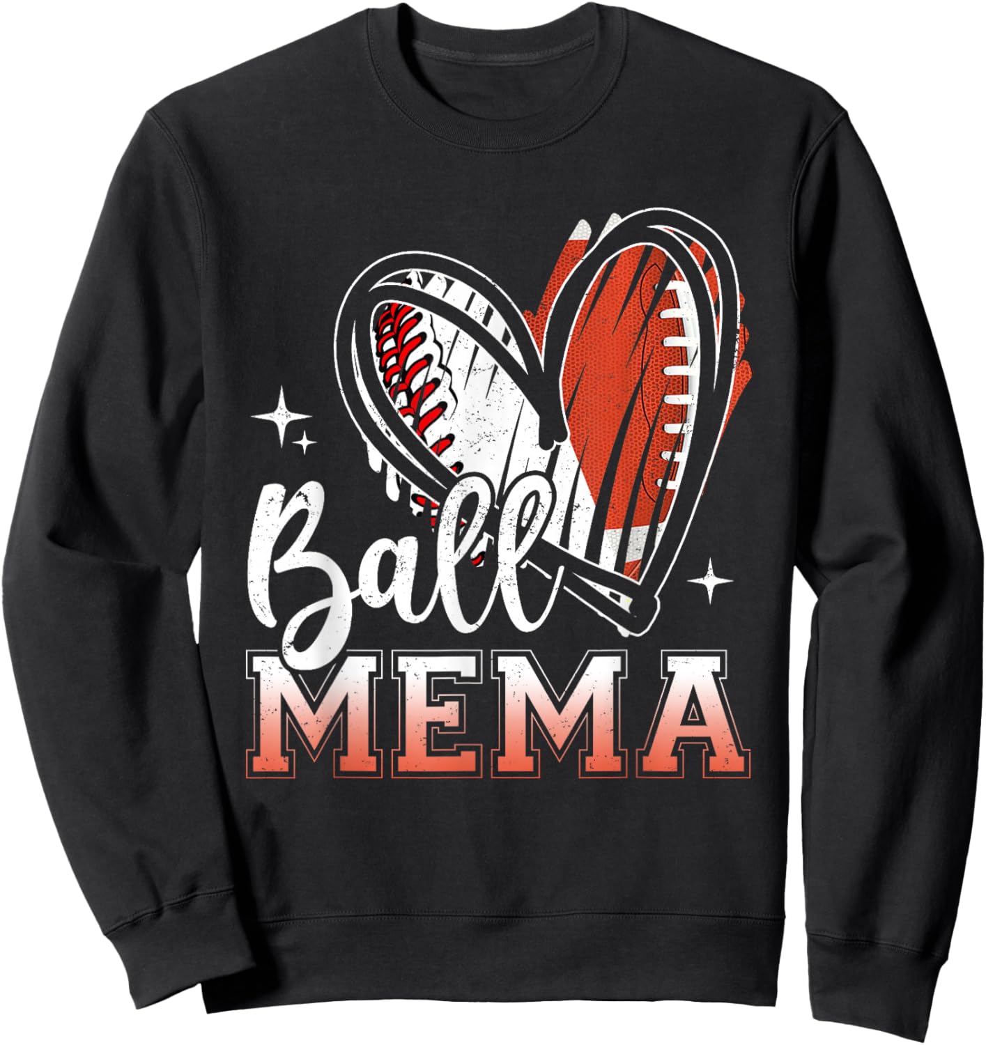 Ball Mema Baseball Football Grandma Mothers Day Sweatshirt - Sweatshirt | Black