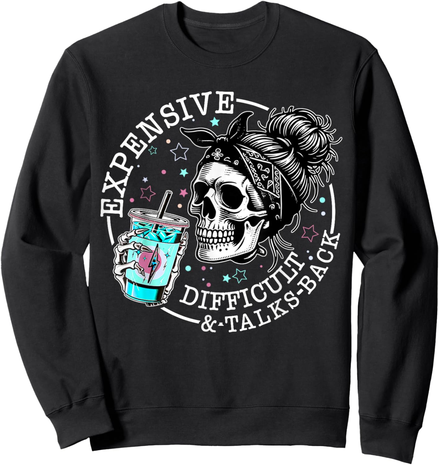 Expensive Difficult And Talks Back Messi Bun Skeleton Sweatshirt - Sweatshirt | Black