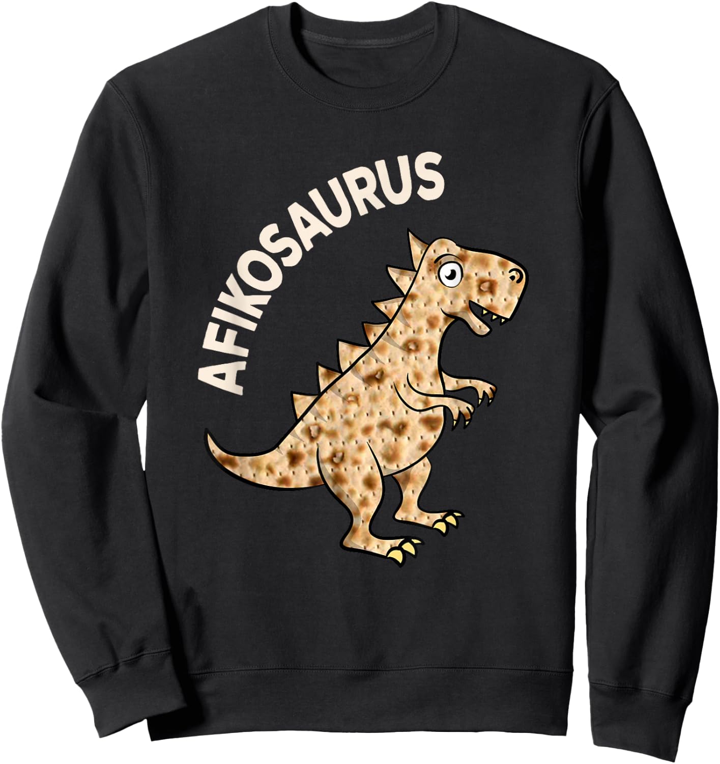 Dinosaur Afiko Shirt - Hebrew Passover Jewish Funny Sweatshirt - Sweatshirt | Black