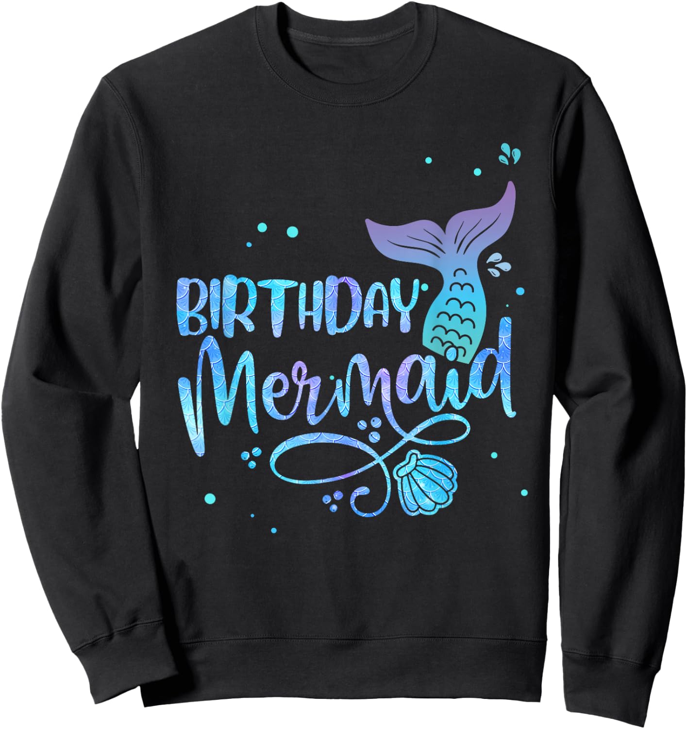 Birthday Mermaid Shell Tail Family Matching Party Squad Sweatshirt - Sweatshirt | Black