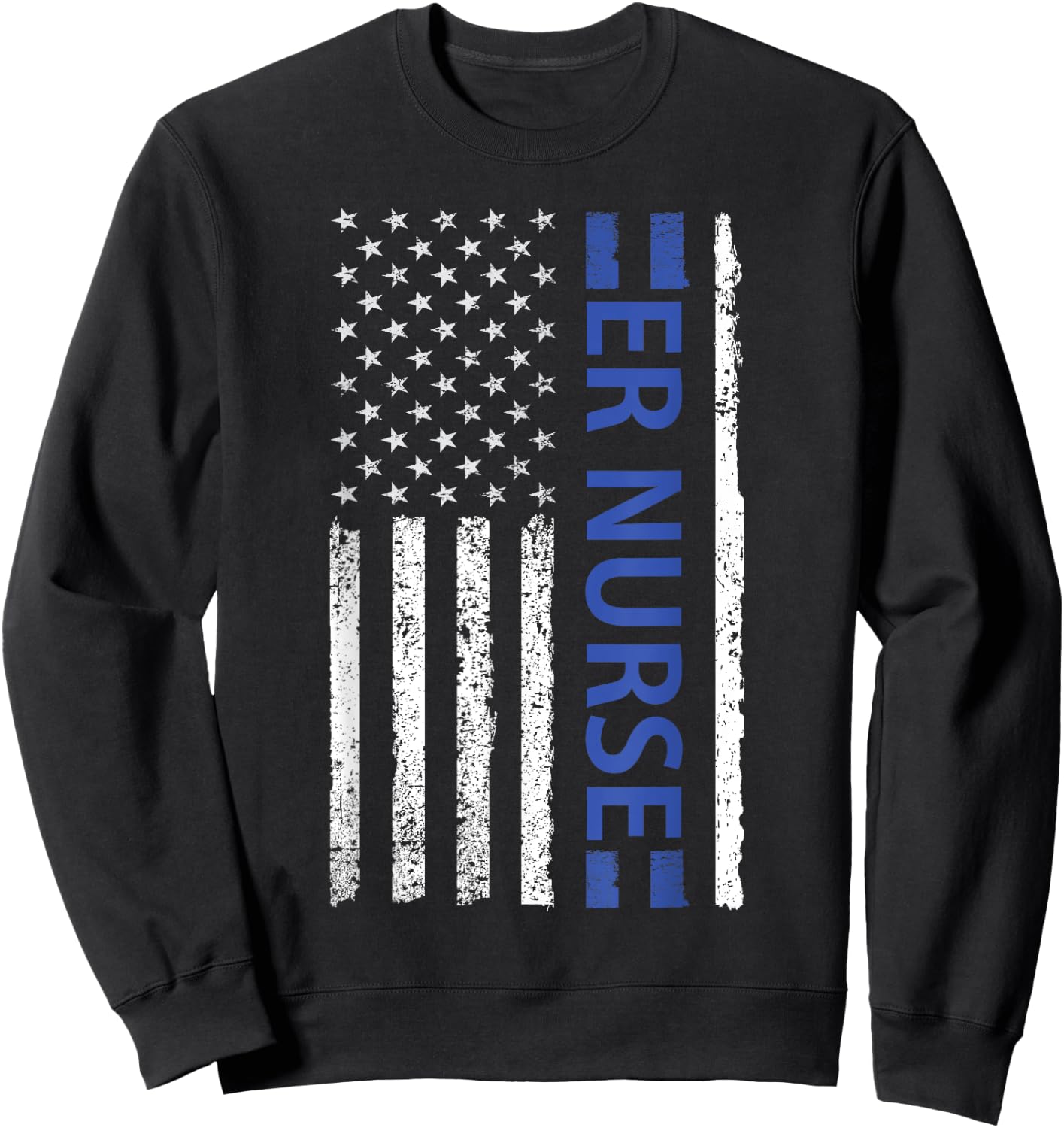 ER Nurse Emergency Room Registered Design with American Flag Sweatshirt - Sweatshirt | Black