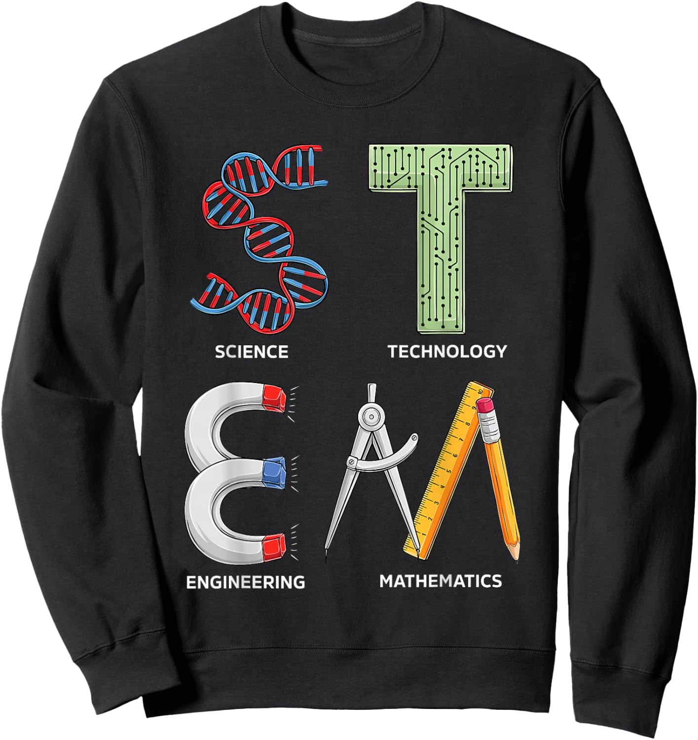 ETHRLO STEM Science Technology Engineering Math Teacher Student , Black Sweatshirt - Sweatshirt | Black