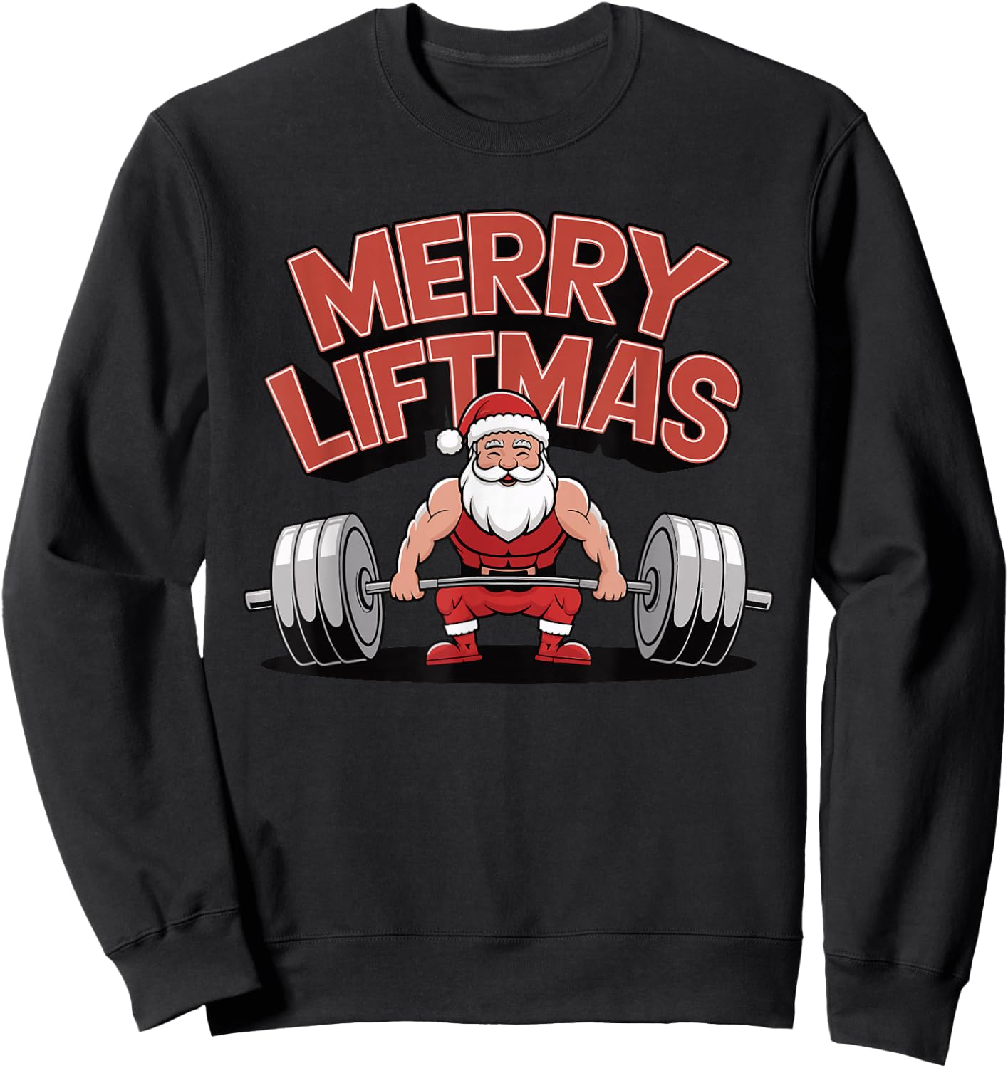 Merry Liftmas Weightlifter Fitness Sweatshirt - Sweatshirt | Black