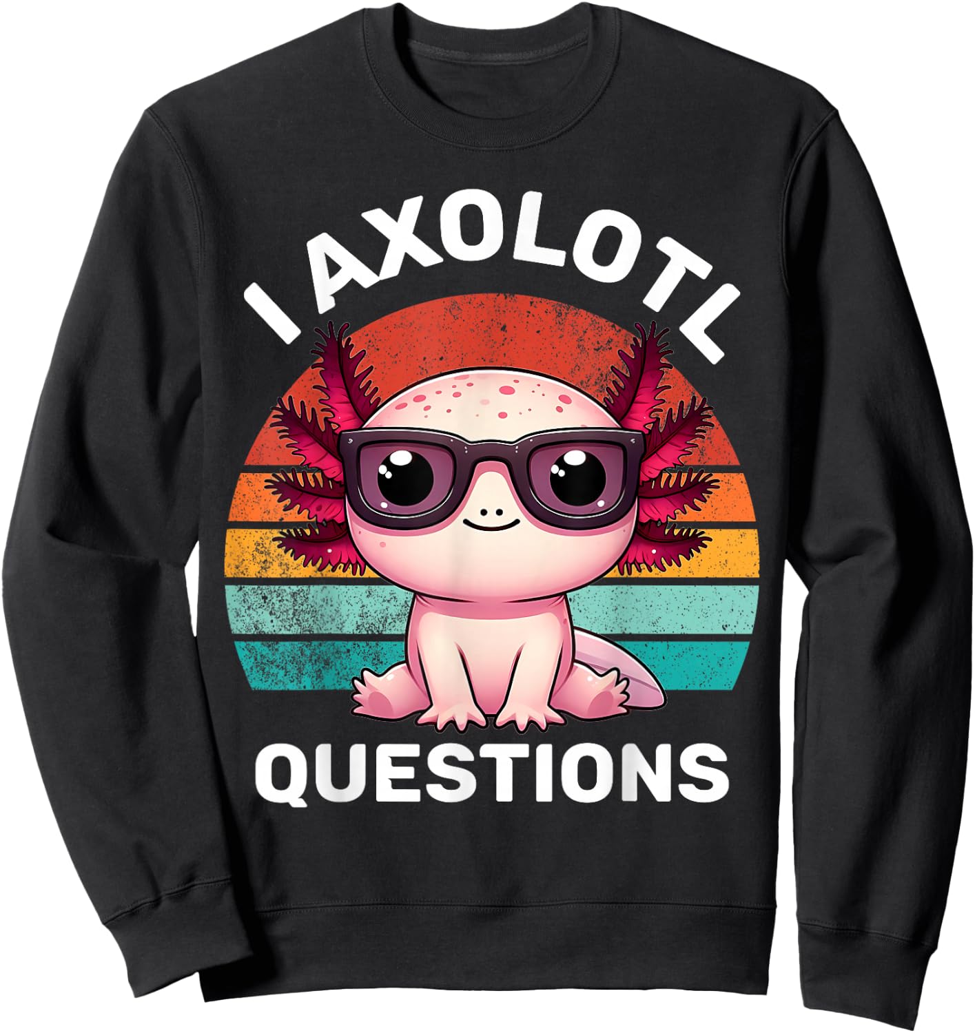 J'ai des questions sur Axolotl pour enfants, drôle, mignon, rétro, vintage Sweatshirt - Sweatshirt | Black