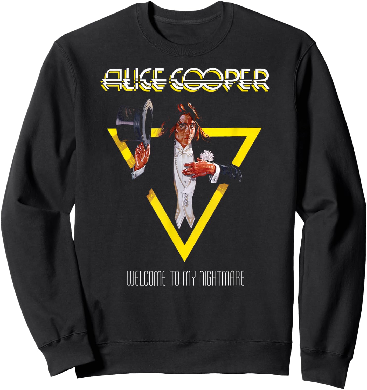 Alice Cooper – Welcome to My Nightmare Yellow Triangle Small Sweatshirt - Sweatshirt | Black