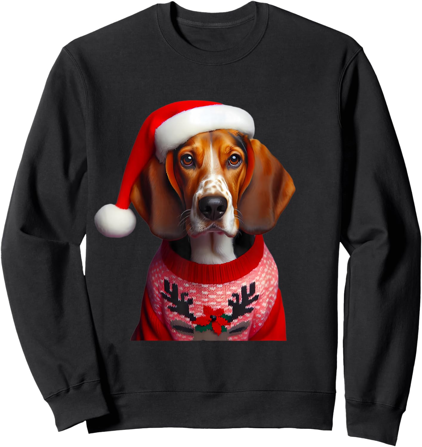 Treeing Walker Coonhound With Santa Hat Christmas Dog Owner Sweatshirt - Sweatshirt | Black
