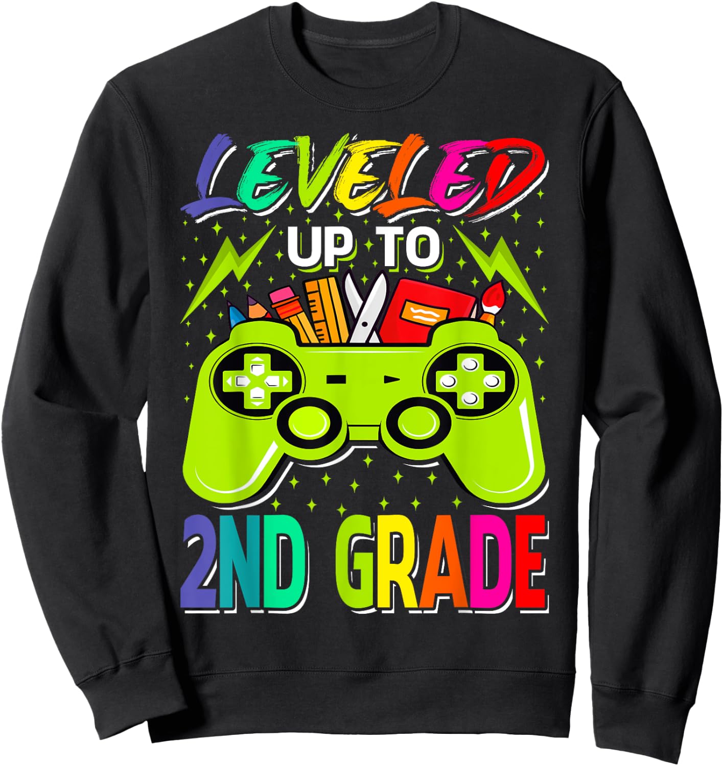 Leveled Up To 2nd Grade Gamer Back To School First Day Boys Sweatshirt - Sweatshirt | Black