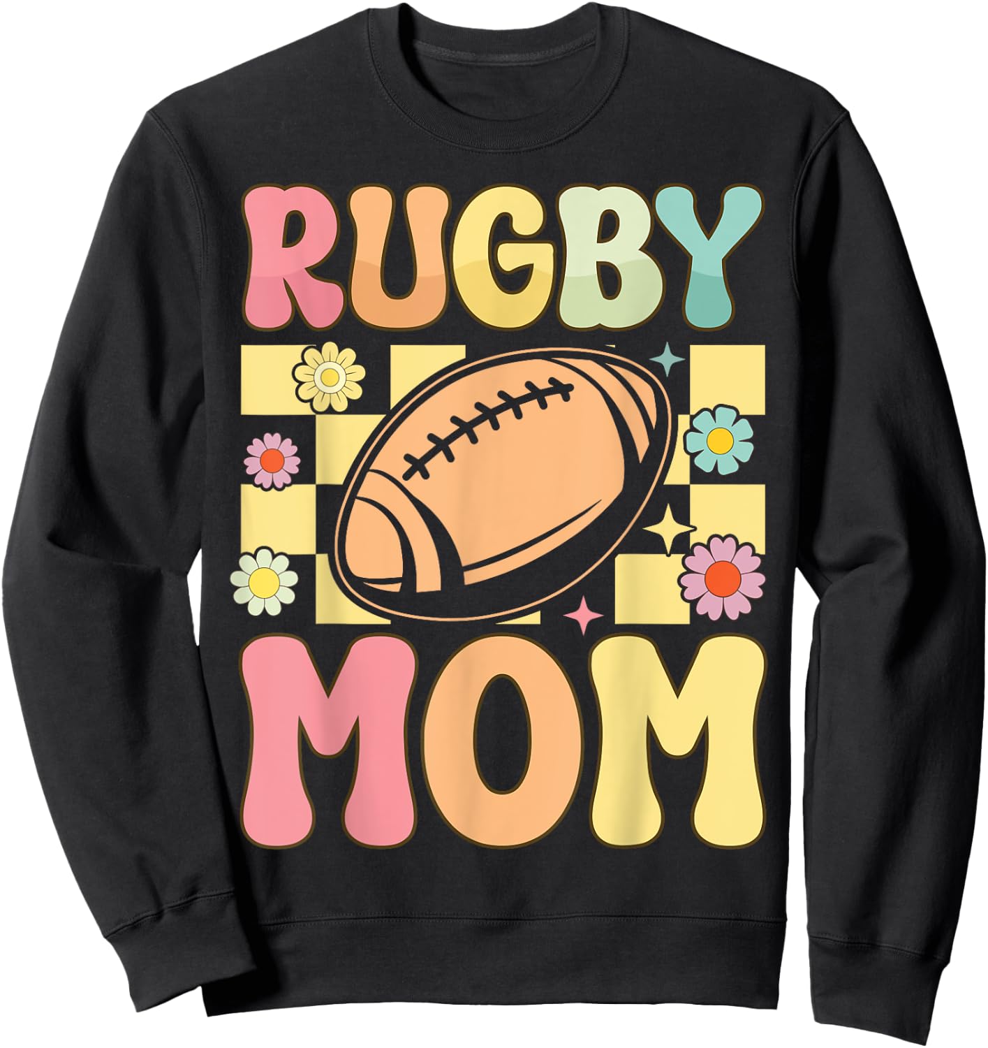 Rugby Mom Groovy Women's Rugby Player , Black, S Sweatshirt - Sweatshirt | Black