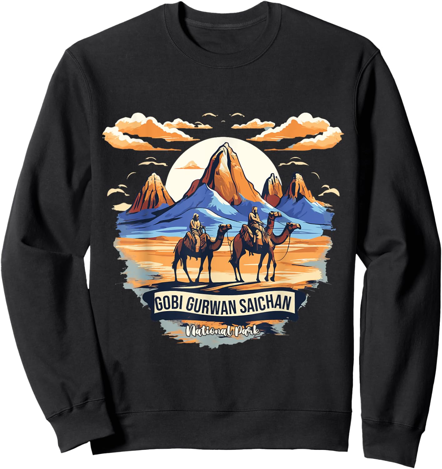 Gobi Gurvansaikhan Mongolia National Park Funny Camel Sweatshirt - Sweatshirt | Black