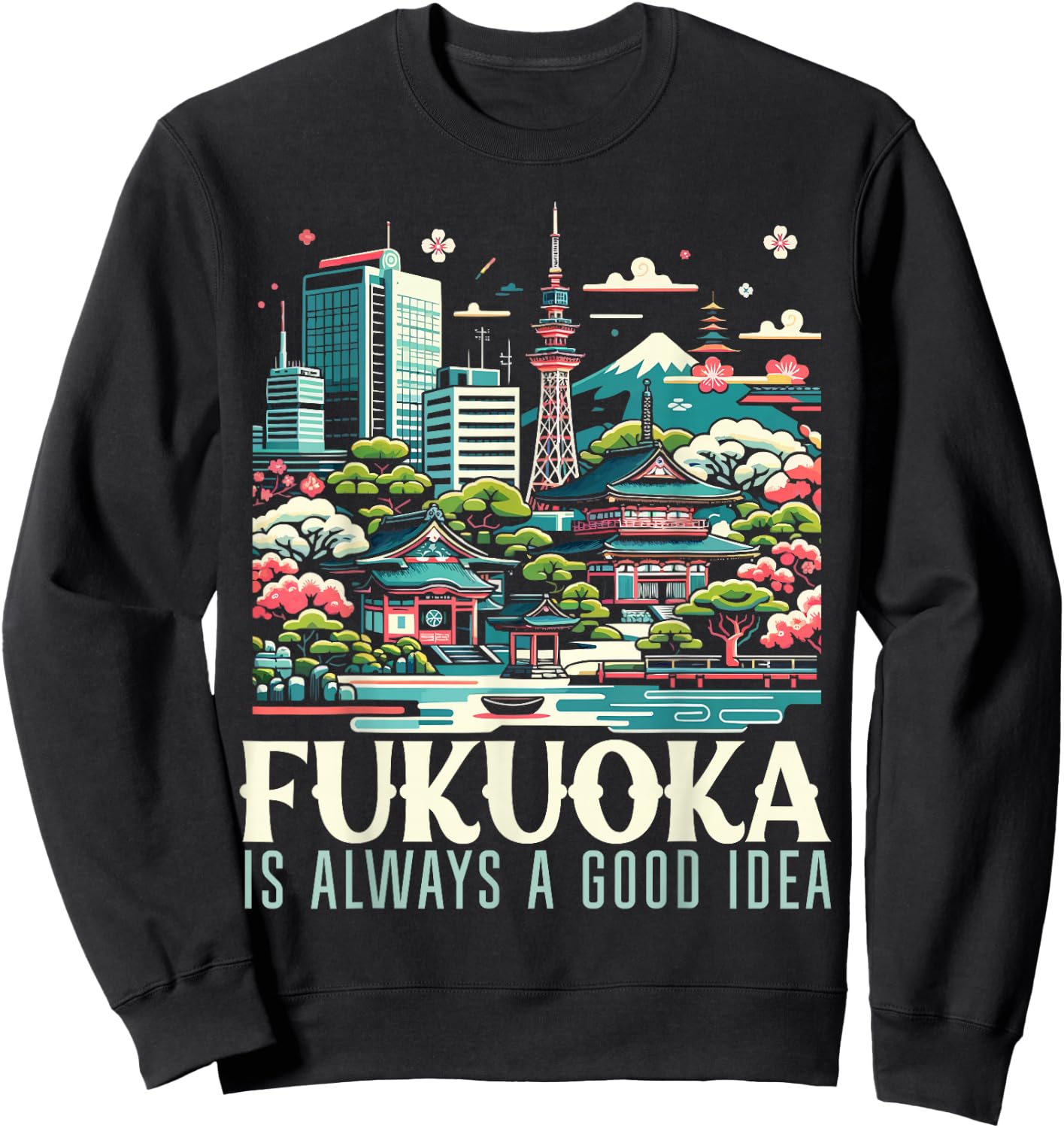 Fukuoka Japan Country Travel Vacation Japanese Sweatshirt - Sweatshirt | Black