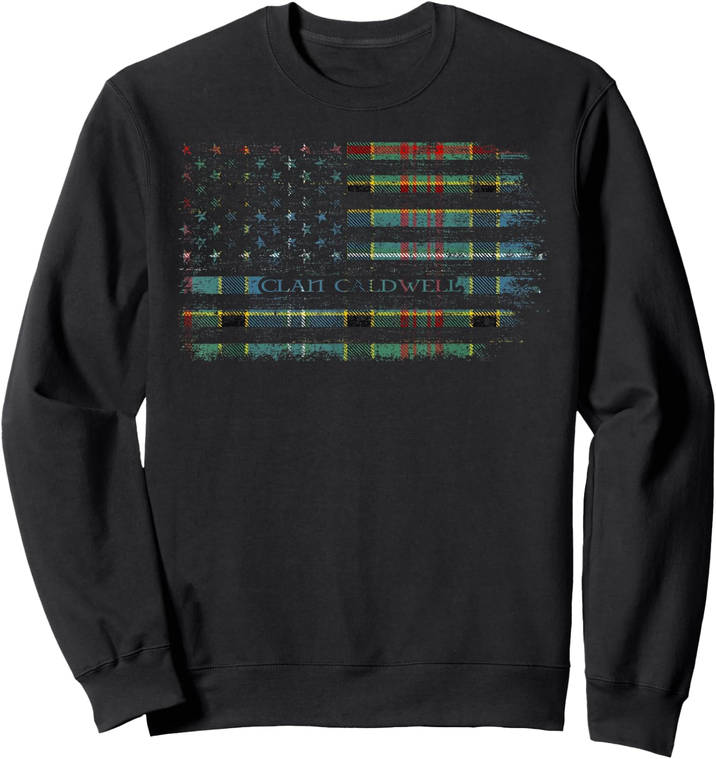 Clan Caldwell Scottish tartan US flag kilt Scotland Sweatshirt - Sweatshirt | Black