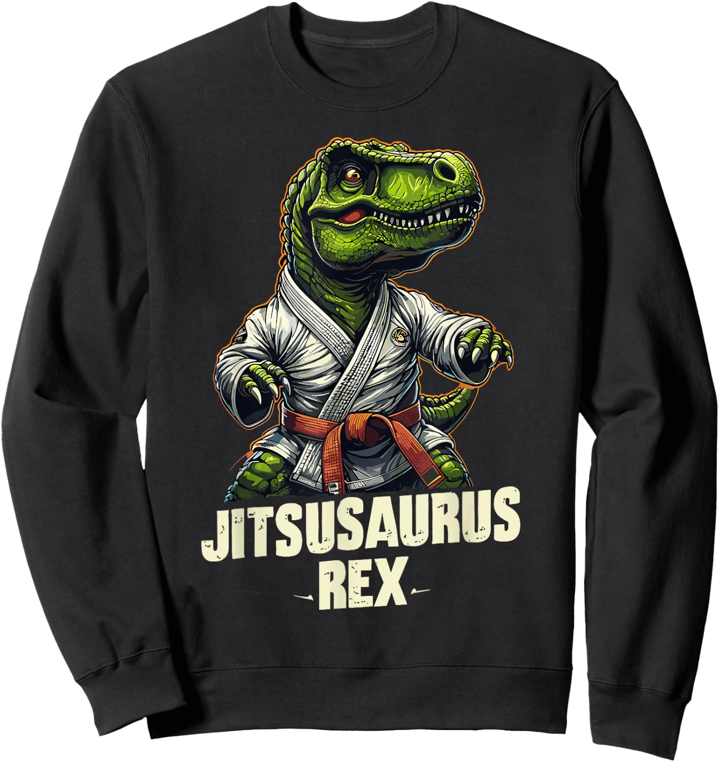 Jiu Jitsu Jitsusaurus Rex Martial Arts T-Rex Funny Dinosaur Sweatshirt - Sweatshirt | Black