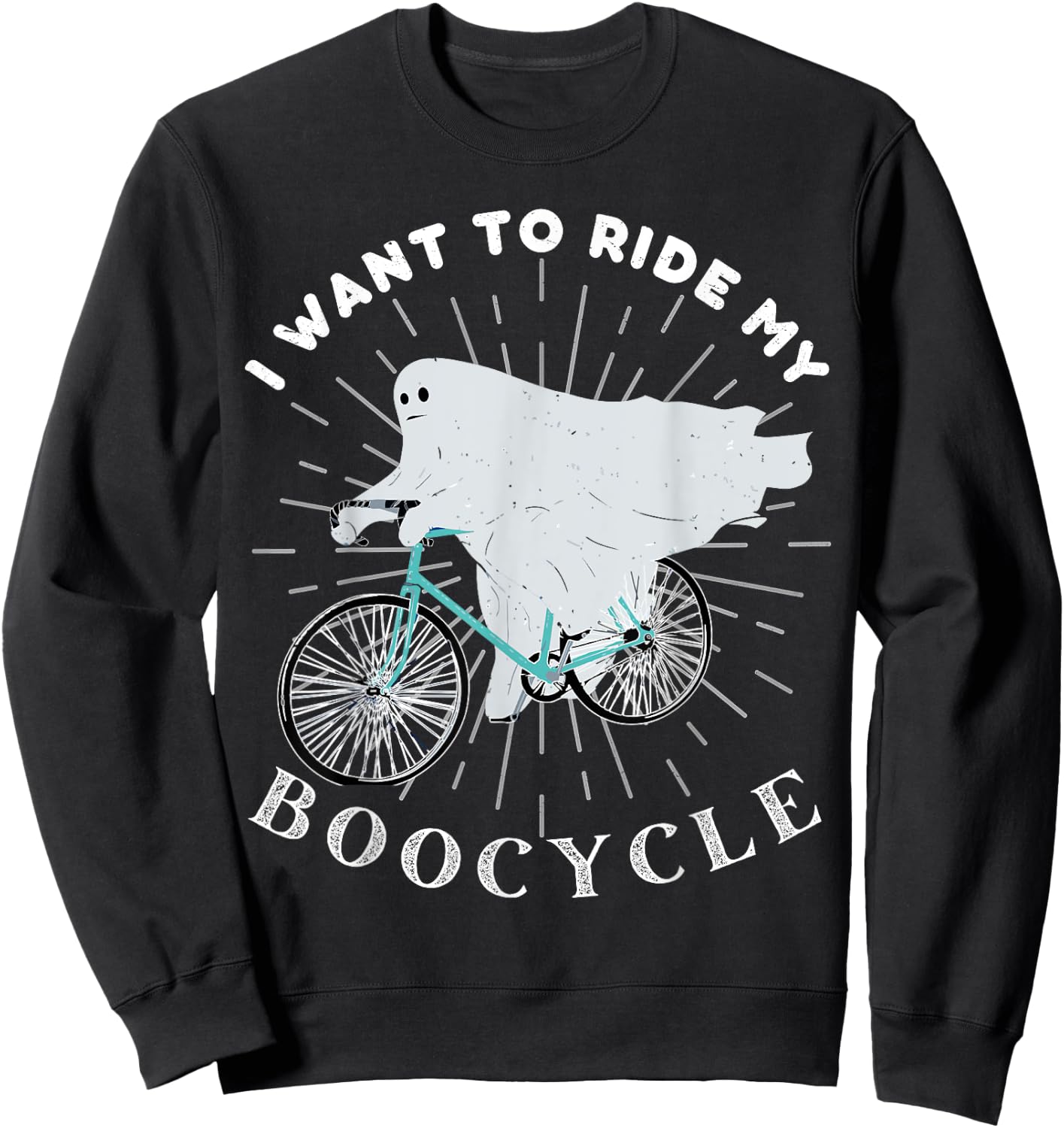 Ghost Cycling Bicycle Bike Funny Boocycle Cycling Halloween Sweatshirt - Sweatshirt | Black