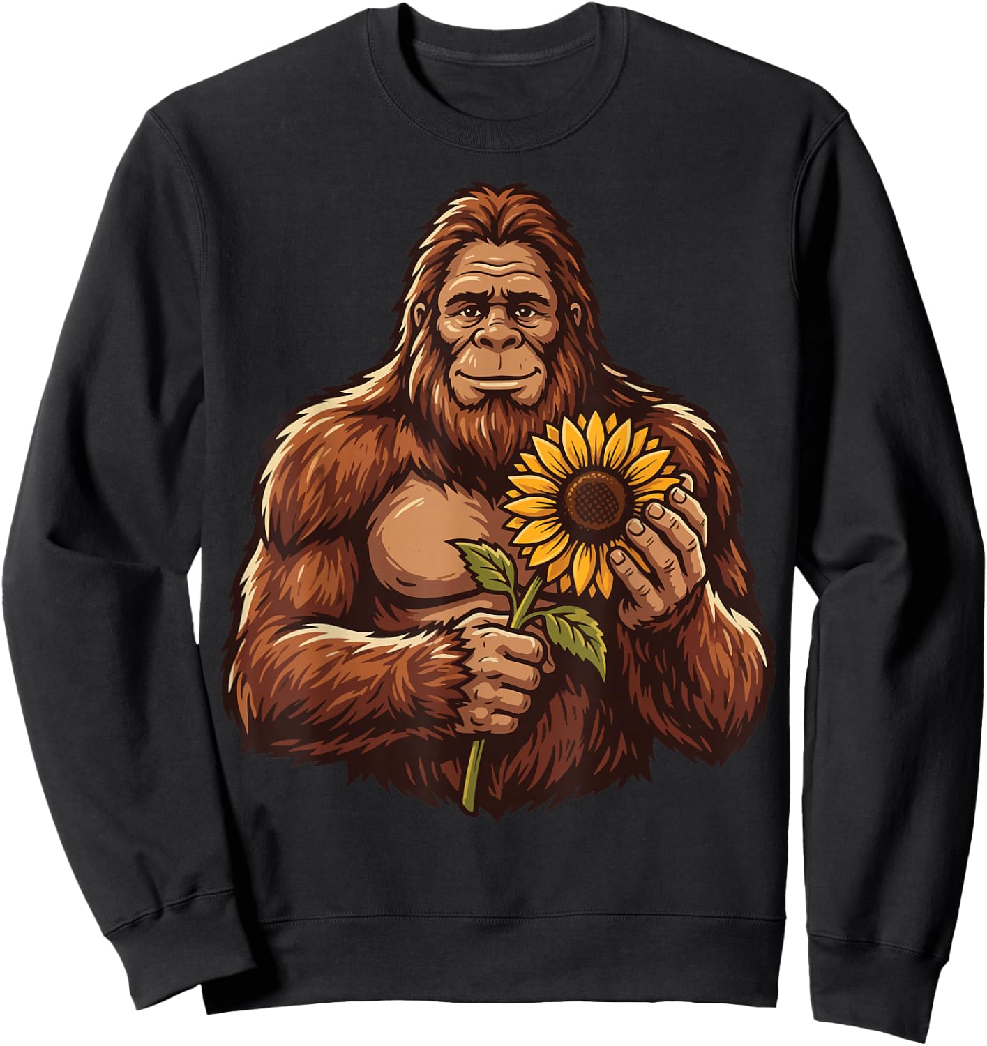 Bigfoot Holding Sunflower Sweatshirt - Sweatshirt | Black