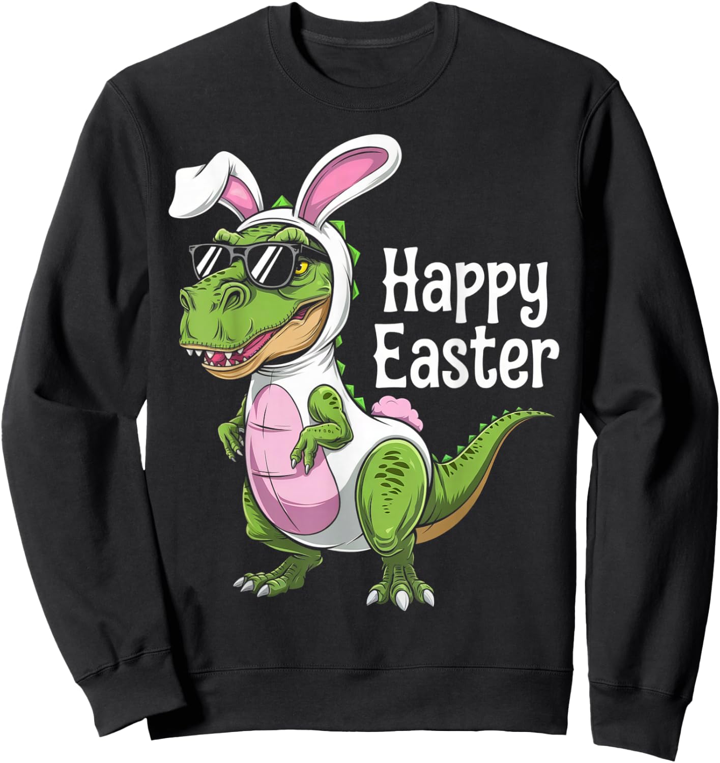 Dinosaur Easter Egg Hunt Bunny Sweatshirt - Sweatshirt | Black