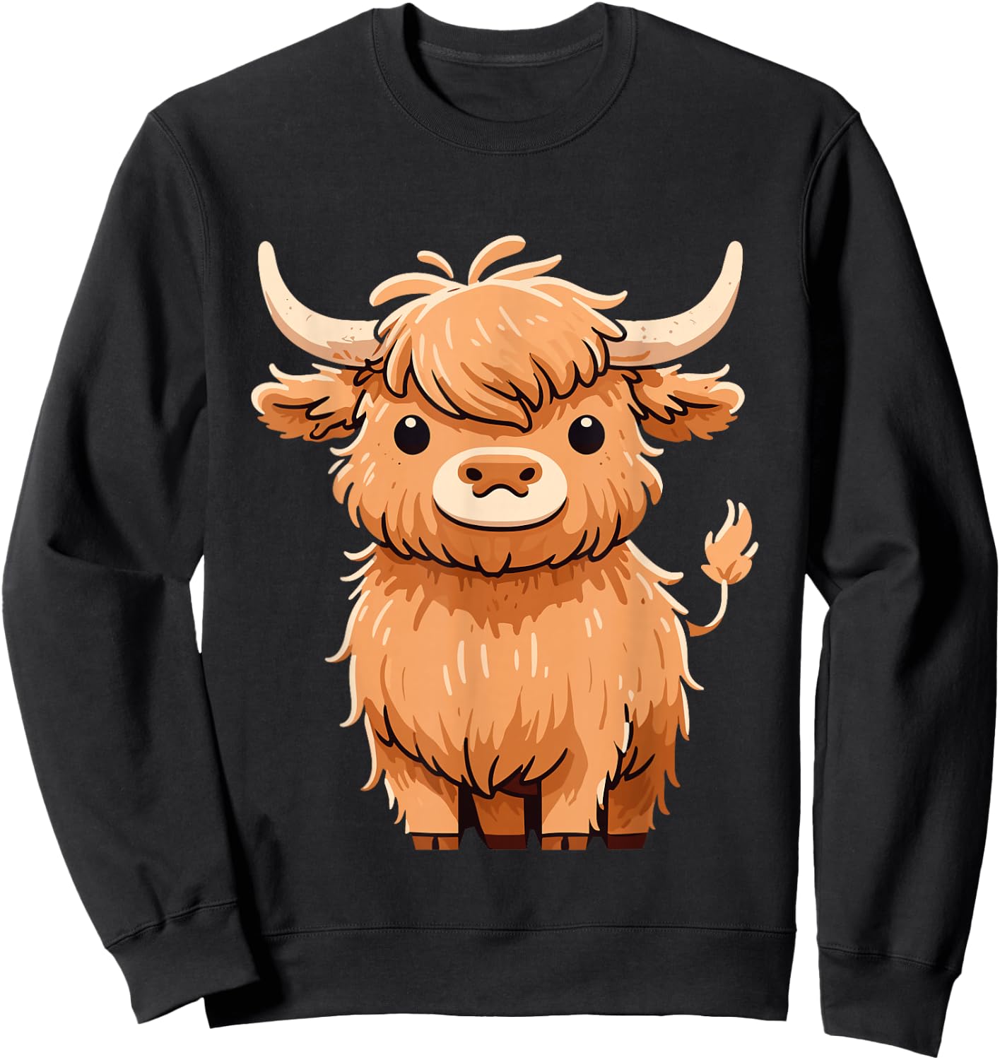 Cute Hairy Scottish Highland Cow Sweatshirt - Sweatshirt | Black